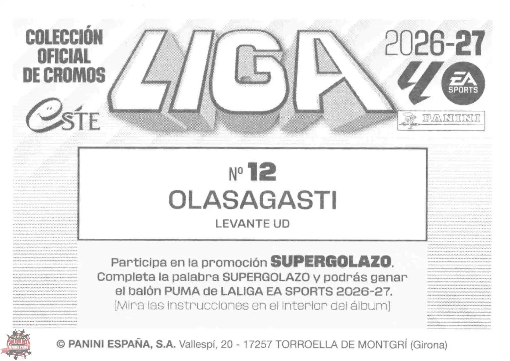 Panini | Liga Este | 2026-2027 | Levante UD | Basico | #12 | Olasagasti