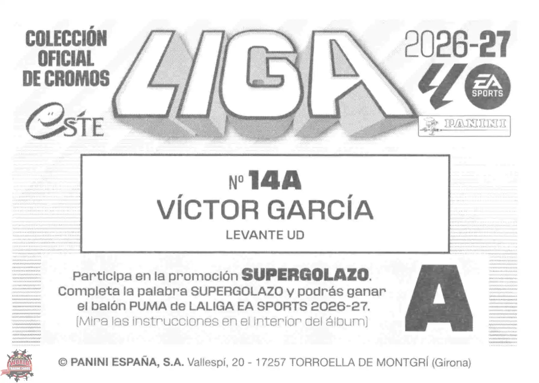 Panini | Liga Este | 2026-2027 | Levante UD | Basico | #14A | Victor García