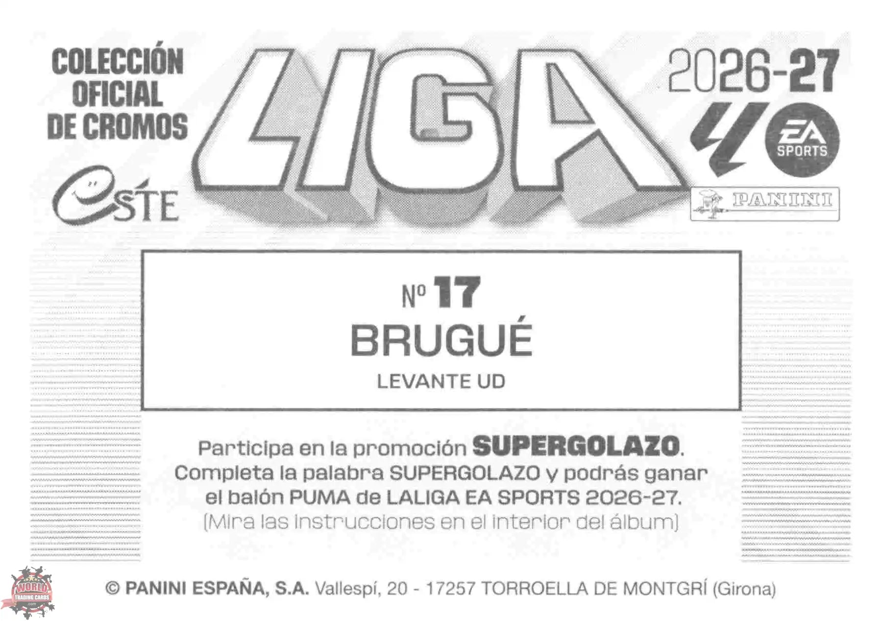 Panini | Liga Este | 2026-2027 | Levante UD | Basico | #17 | Brugué