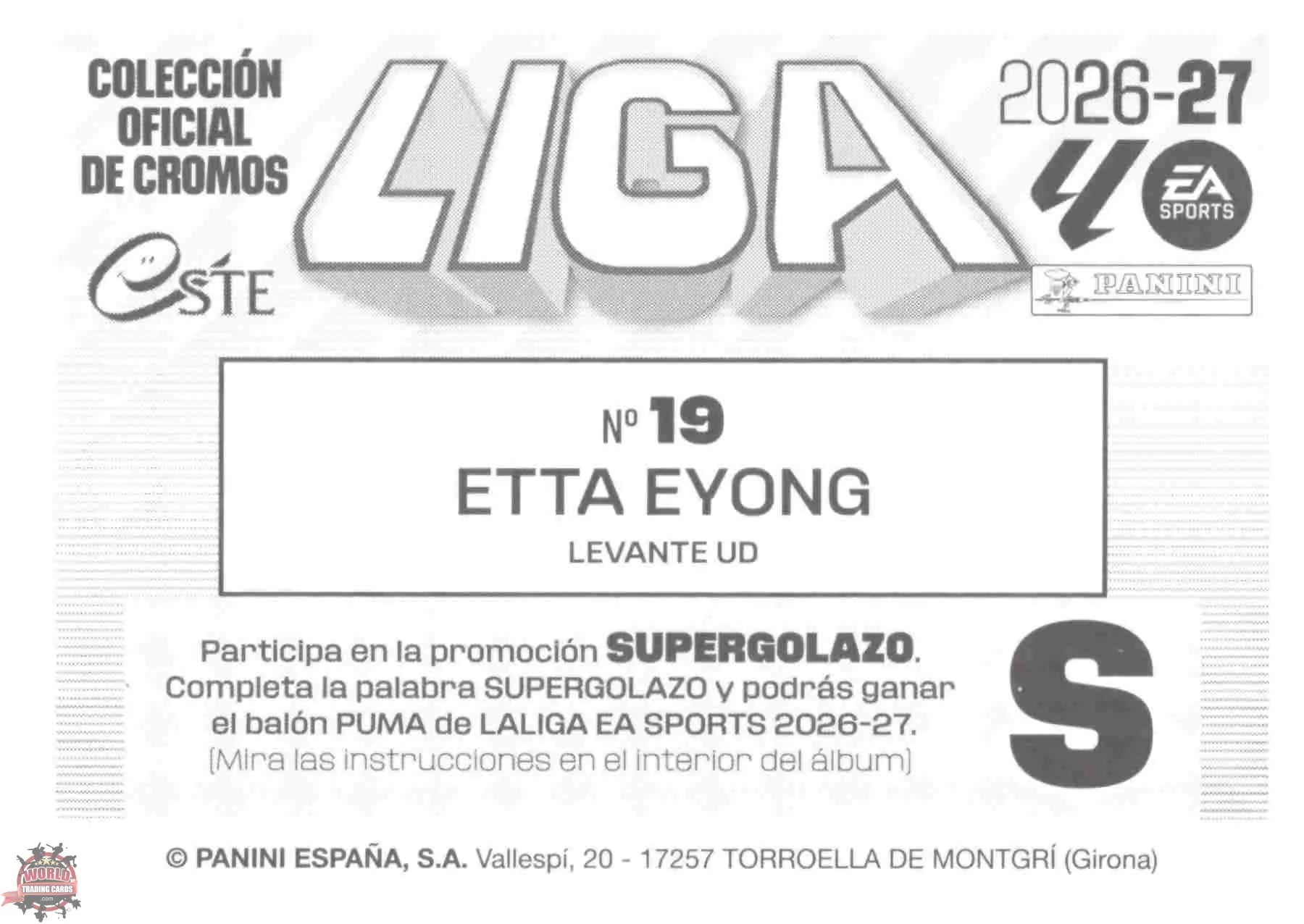 Panini | Liga Este | 2026-2027 | Levante UD | Basico | #19 | Etta Eyong