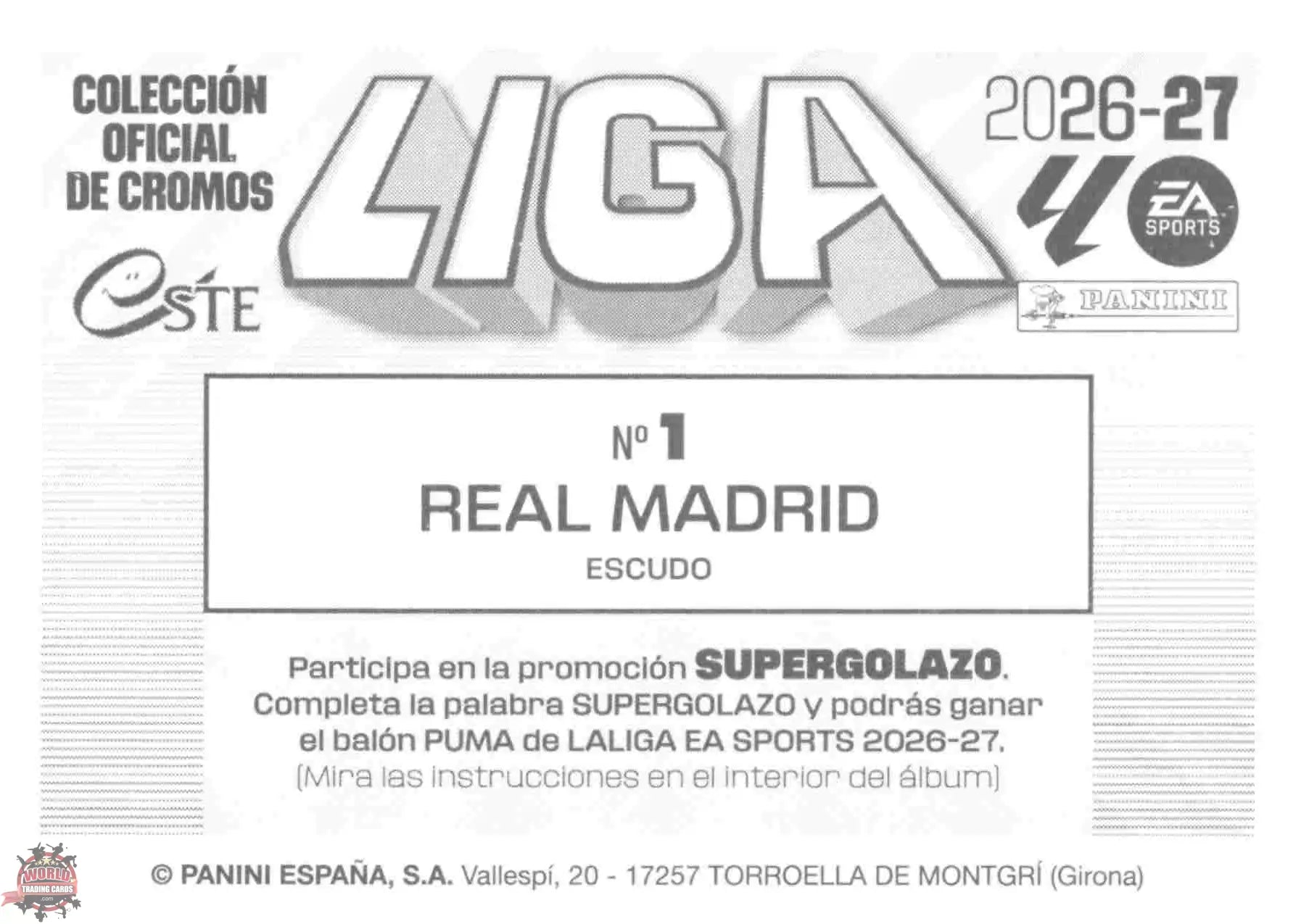 Panini | Liga Este | 2026-2027 | Real Madrid CF | Basico | #01 | Escudo
