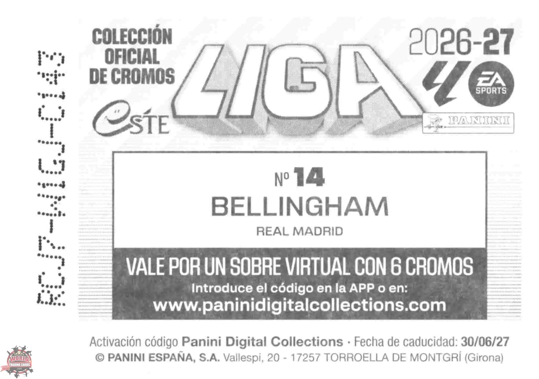 Panini | Liga Este | 2026-2027 | Real Madrid CF | Basico | #14 | Bellingham