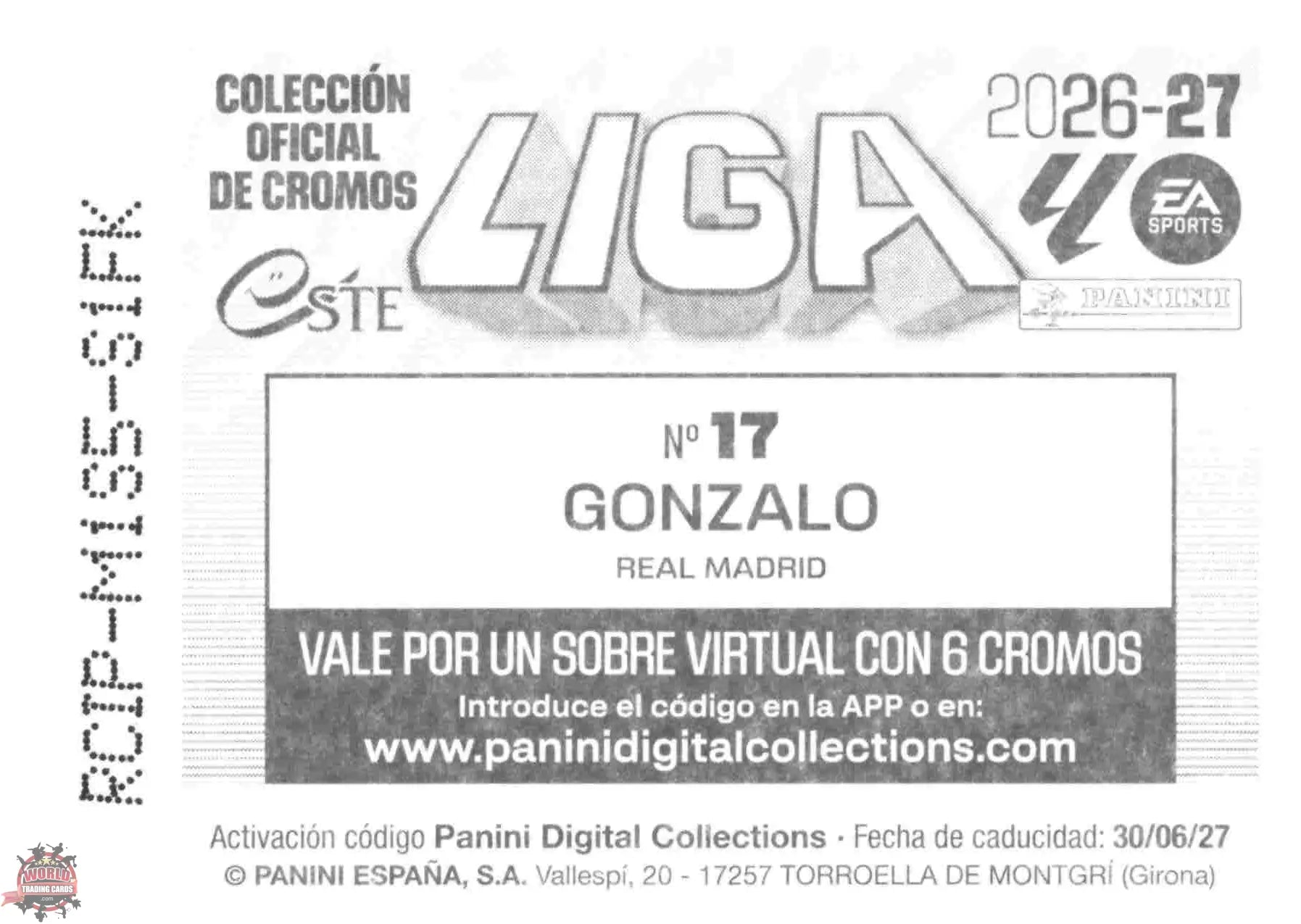 Panini | Liga Este | 2026-2027 | Real Madrid CF | Basico | #17 | Gonzalo