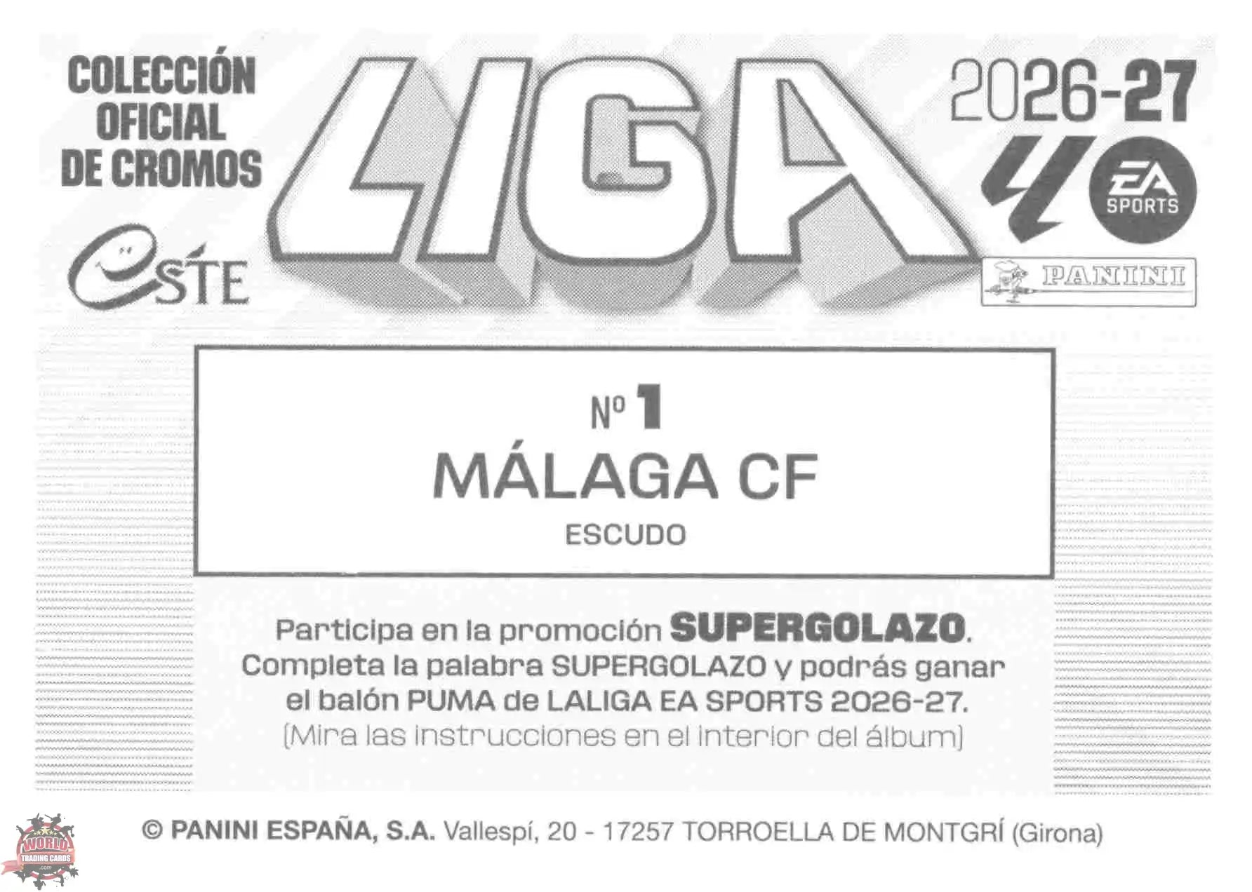 Panini | Liga Este | 2026-2027 | Malaga CF | Basico | #01 | Escudo