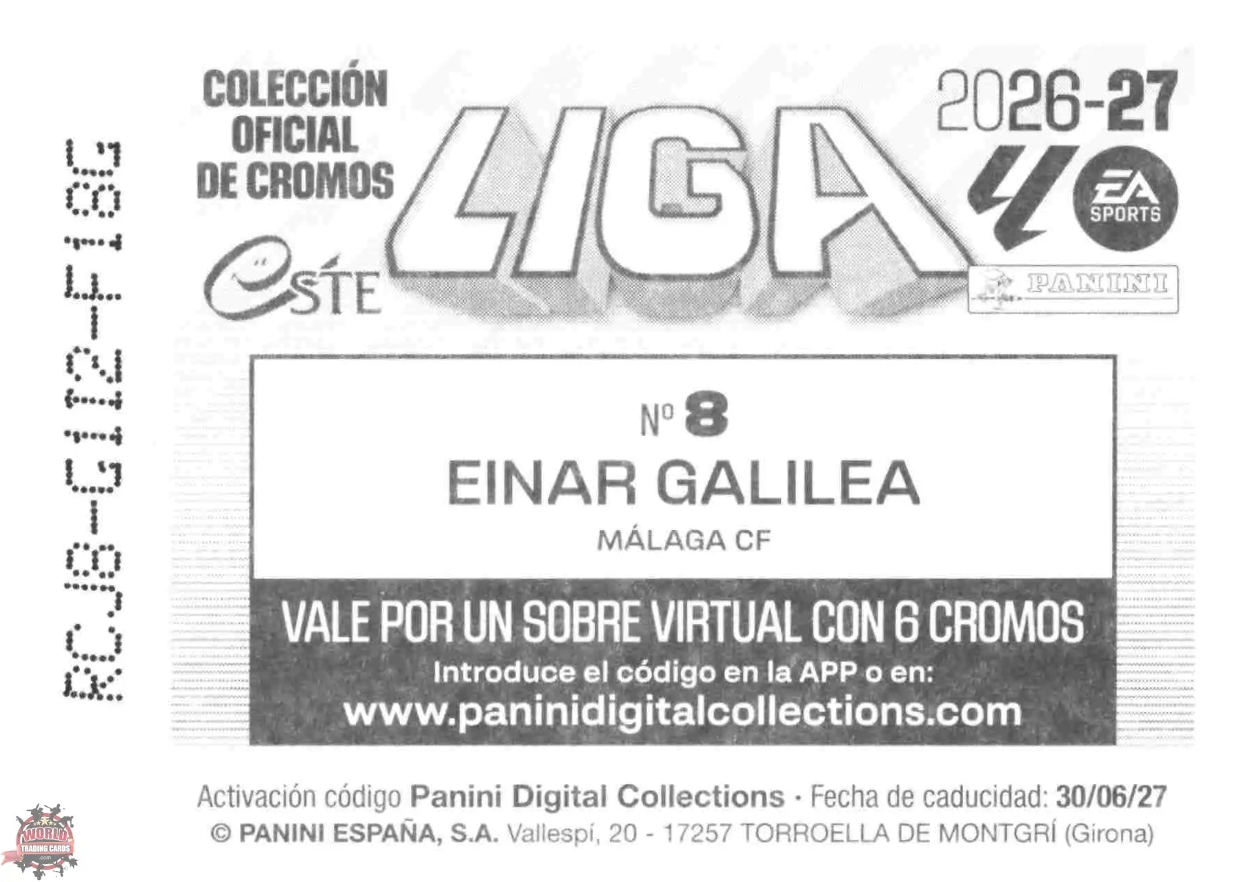 Panini | Liga Este | 2026-2027 | Malaga CF | Basico | #08 | Einar Galilea