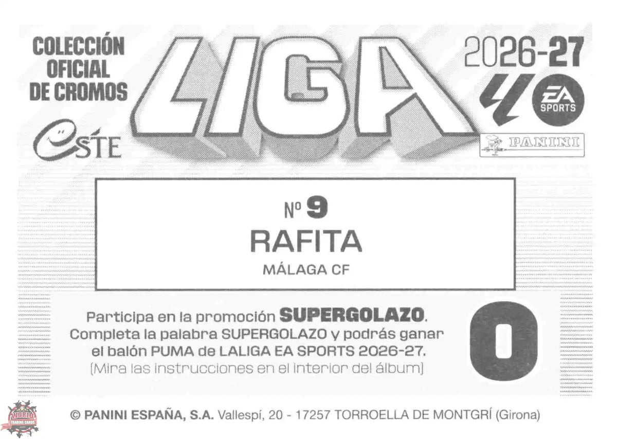 Panini | Liga Este | 2026-2027 | Malaga CF | Basico | #09 | Rafita