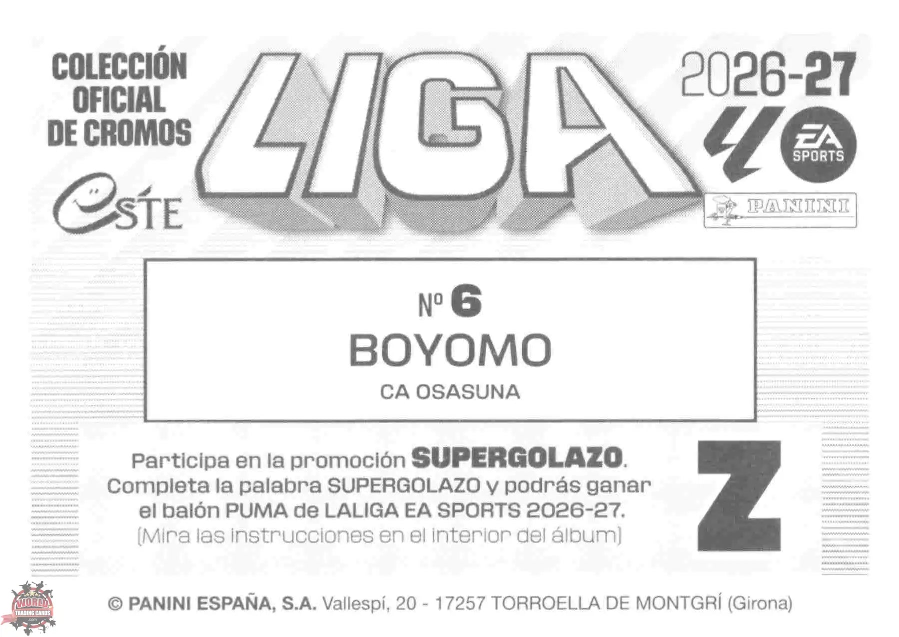Panini | Liga Este | 2026-2027 | C.A. Osasuna | Basico | #06 | Boyomo
