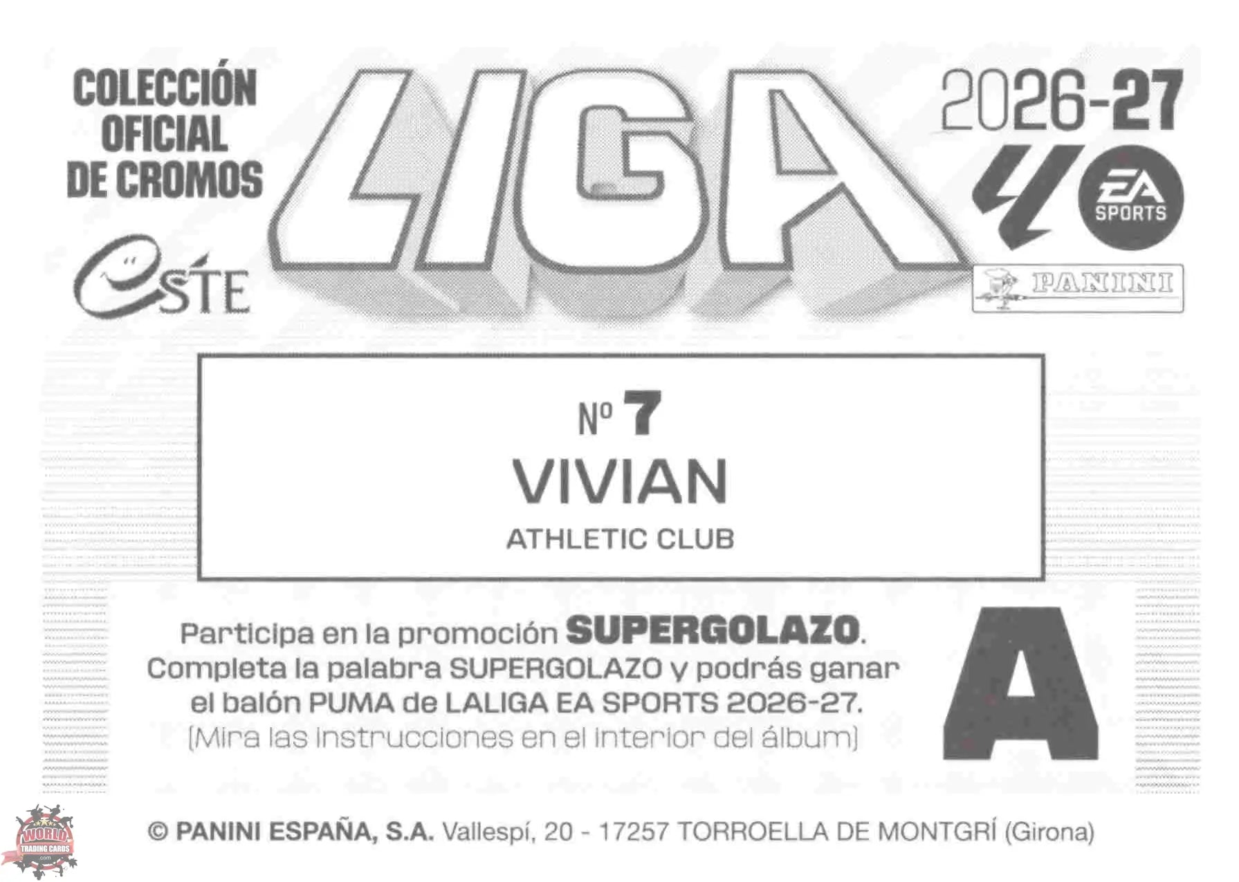Panini | Liga Este | 2026-2027 | Athletic Club de Bilbao | Basico | #07 | Vivian