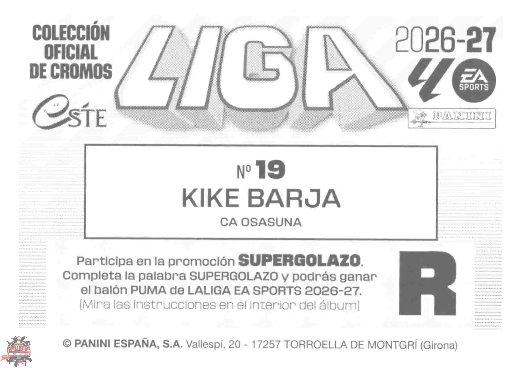 Panini | Liga Este | 2026-2027 | C.A. Osasuna | Basico | #19 | Kike Barja