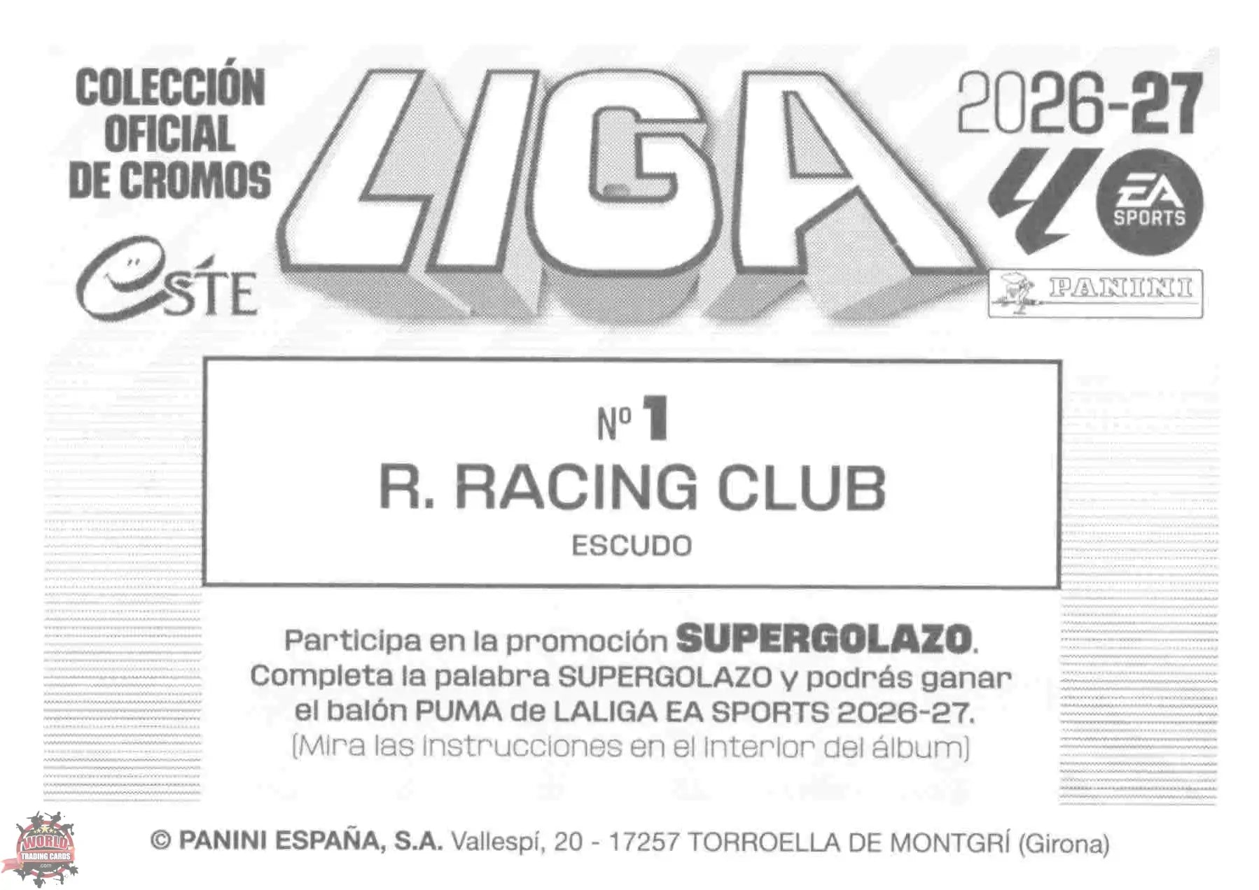 Panini | Liga Este | 2026-2027 | Racing de Santander | Basico | #01 | Escudo