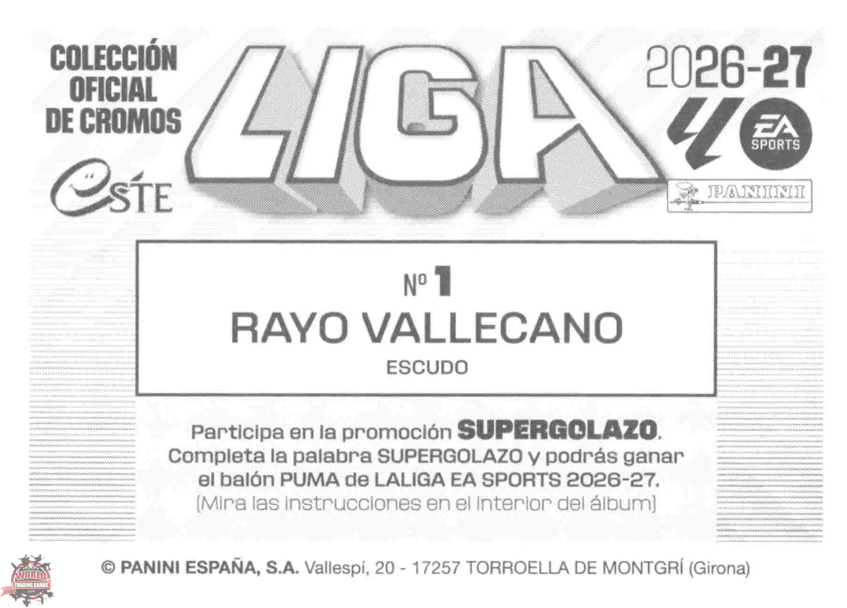 Panini | Liga Este | 2026-2027 | Rayo Vallecano | Basico | #01 | Escudo