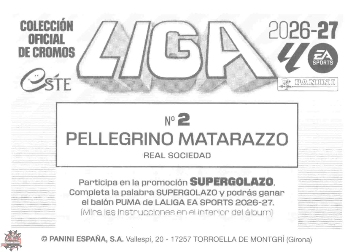 Panini | Liga Este | 2026-2027 | Real Sociedad | Basico | #02 | Pellegrino Matarazzo