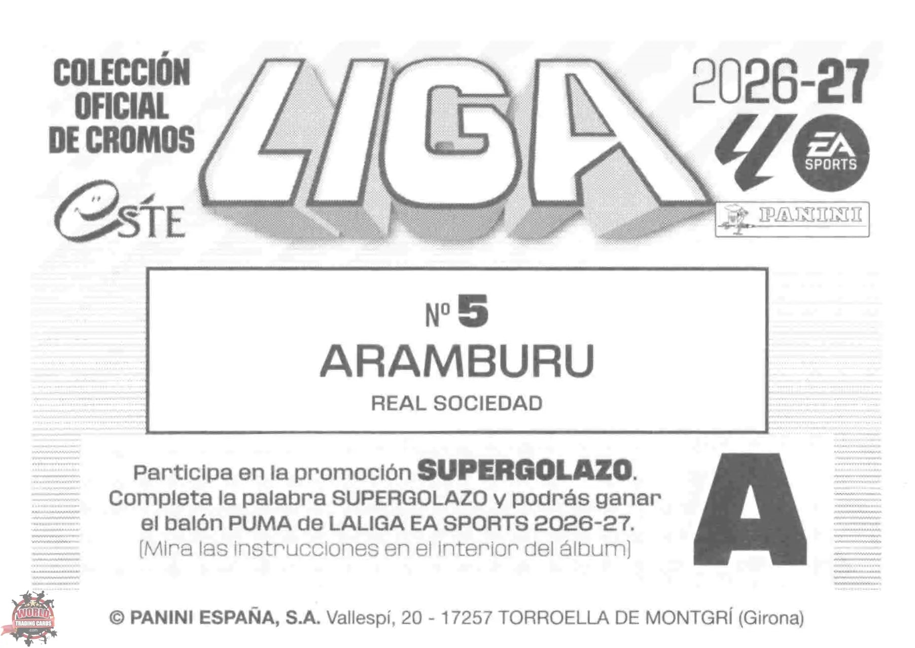 Panini | Liga Este | 2026-2027 | Real Sociedad | Basico | #05 | Aramburu