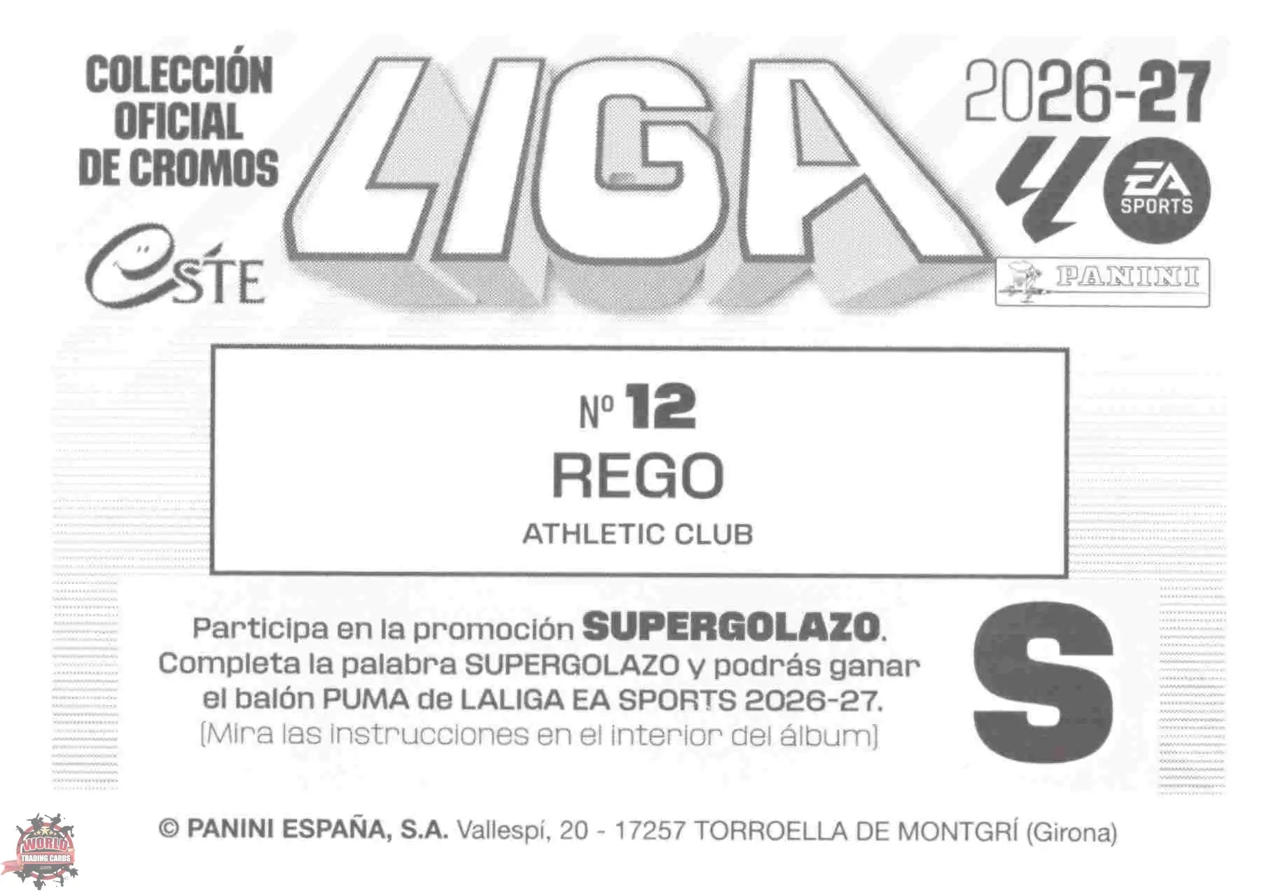 Panini | Liga Este | 2026-2027 | Athletic Club de Bilbao | Basico | #12 | Rego