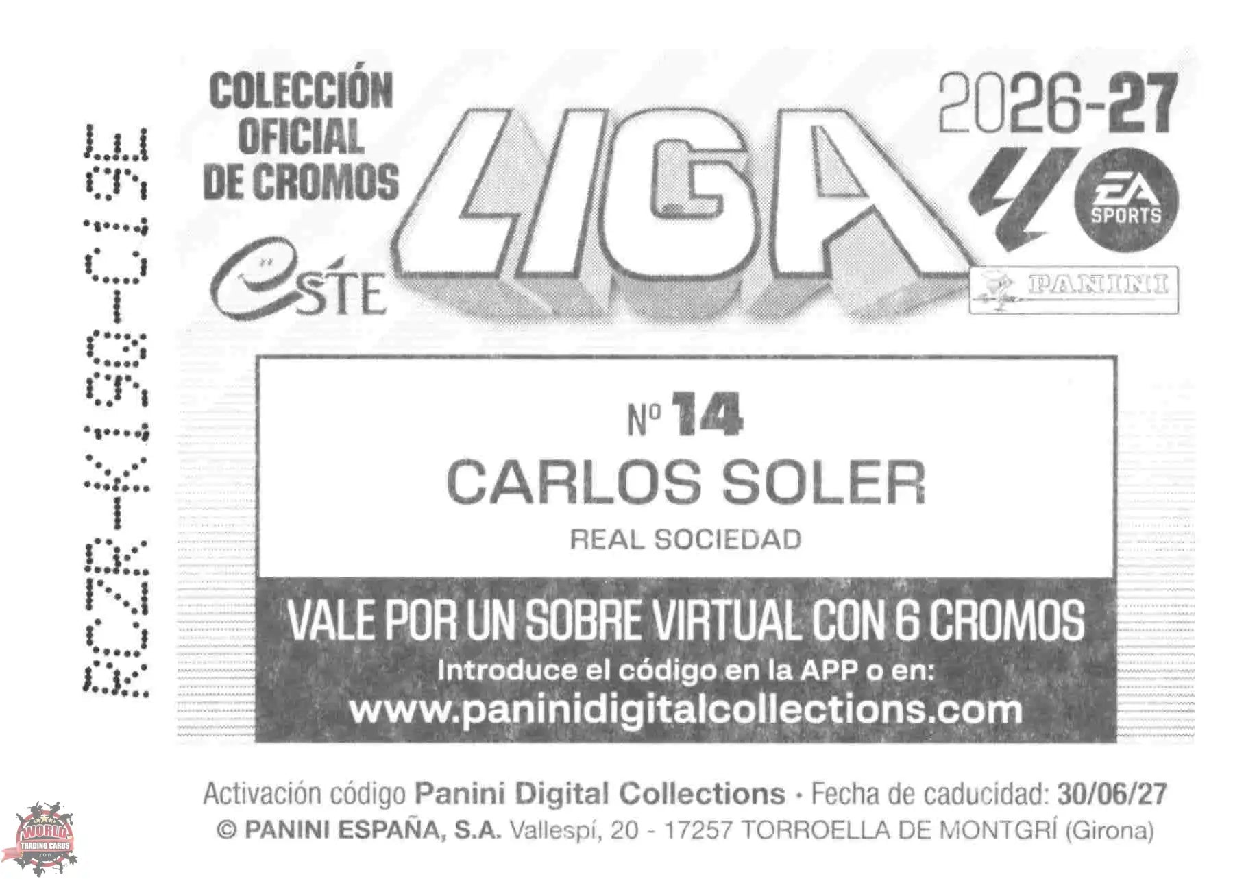Panini | Liga Este | 2026-2027 | Real Sociedad | Basico | #14 | Carlos Soler