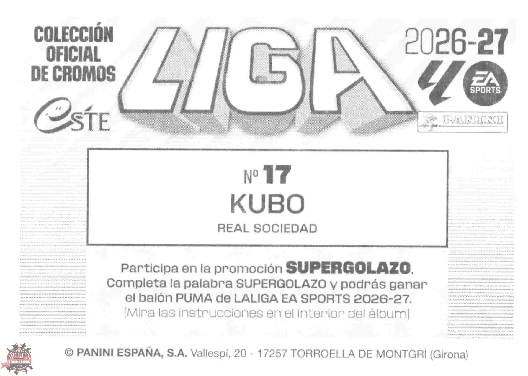 Panini | Liga Este | 2026-2027 | Real Sociedad | Basico | #17 | Kubo