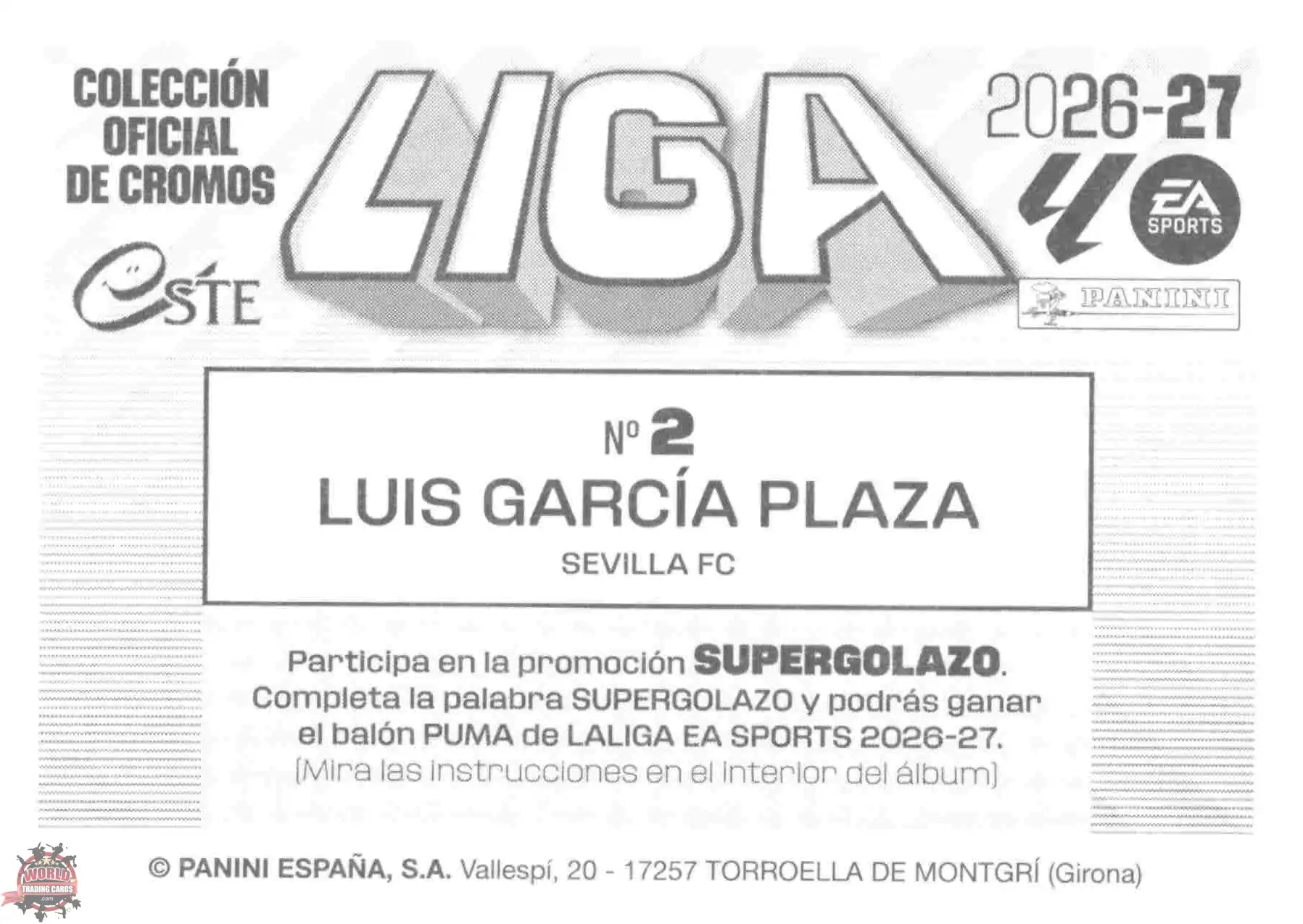 Panini | Liga Este | 2026-2027 | Sevilla FC | Basico | #02 | Luis García