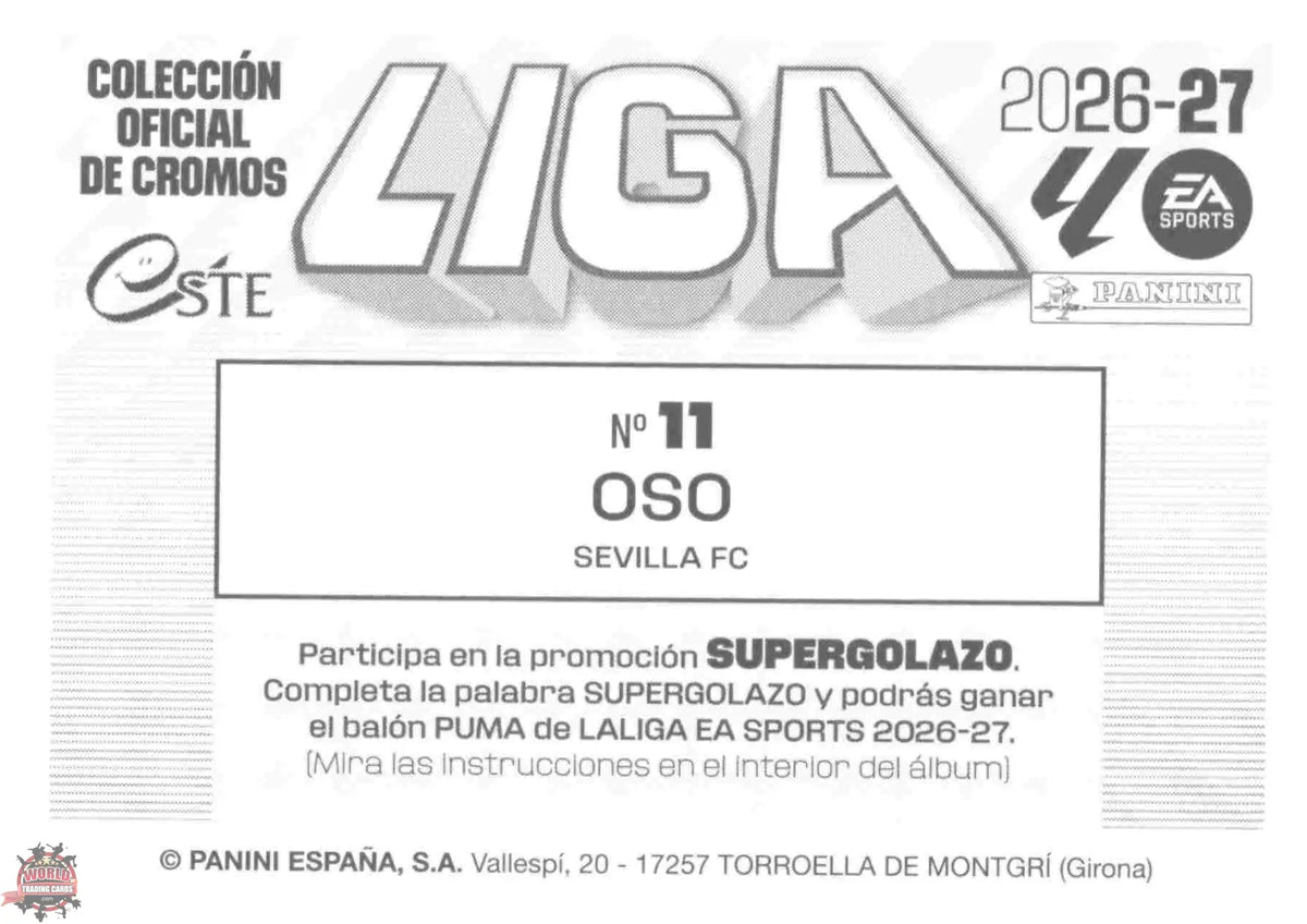 Panini | Liga Este | 2026-2027 | Sevilla FC | Basico | #11 | Oso