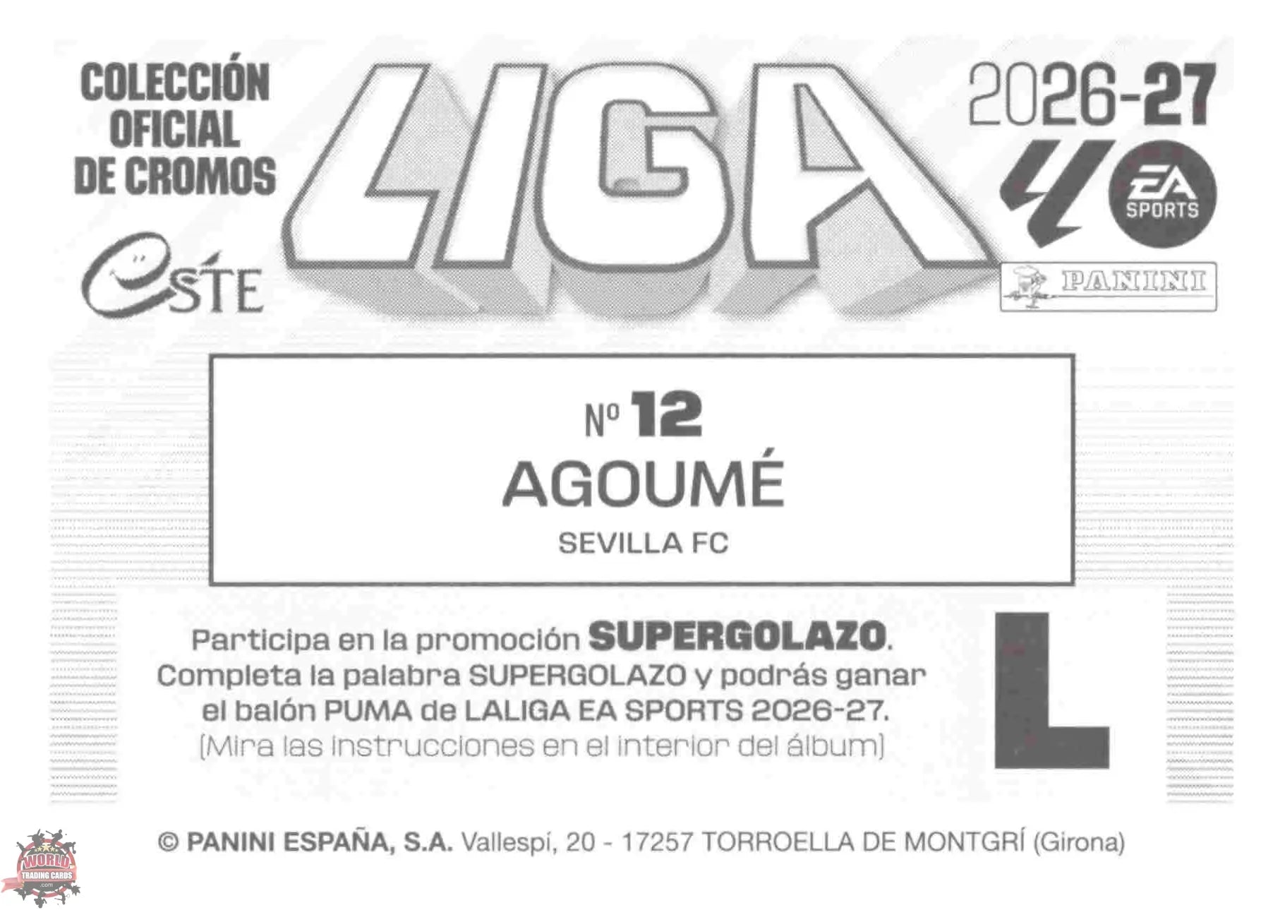 Panini | Liga Este | 2026-2027 | Sevilla FC | Basico | #12 | Agoumé