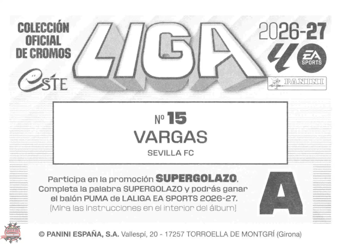 Panini | Liga Este | 2026-2027 | Sevilla FC | Basico | #15 | Vargas