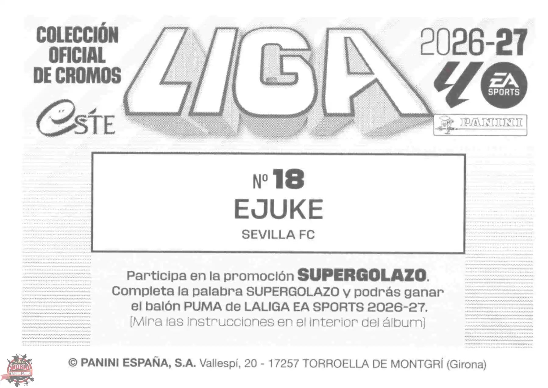 Panini | Liga Este | 2026-2027 | Sevilla FC | Basico | #18 | Ejuke
