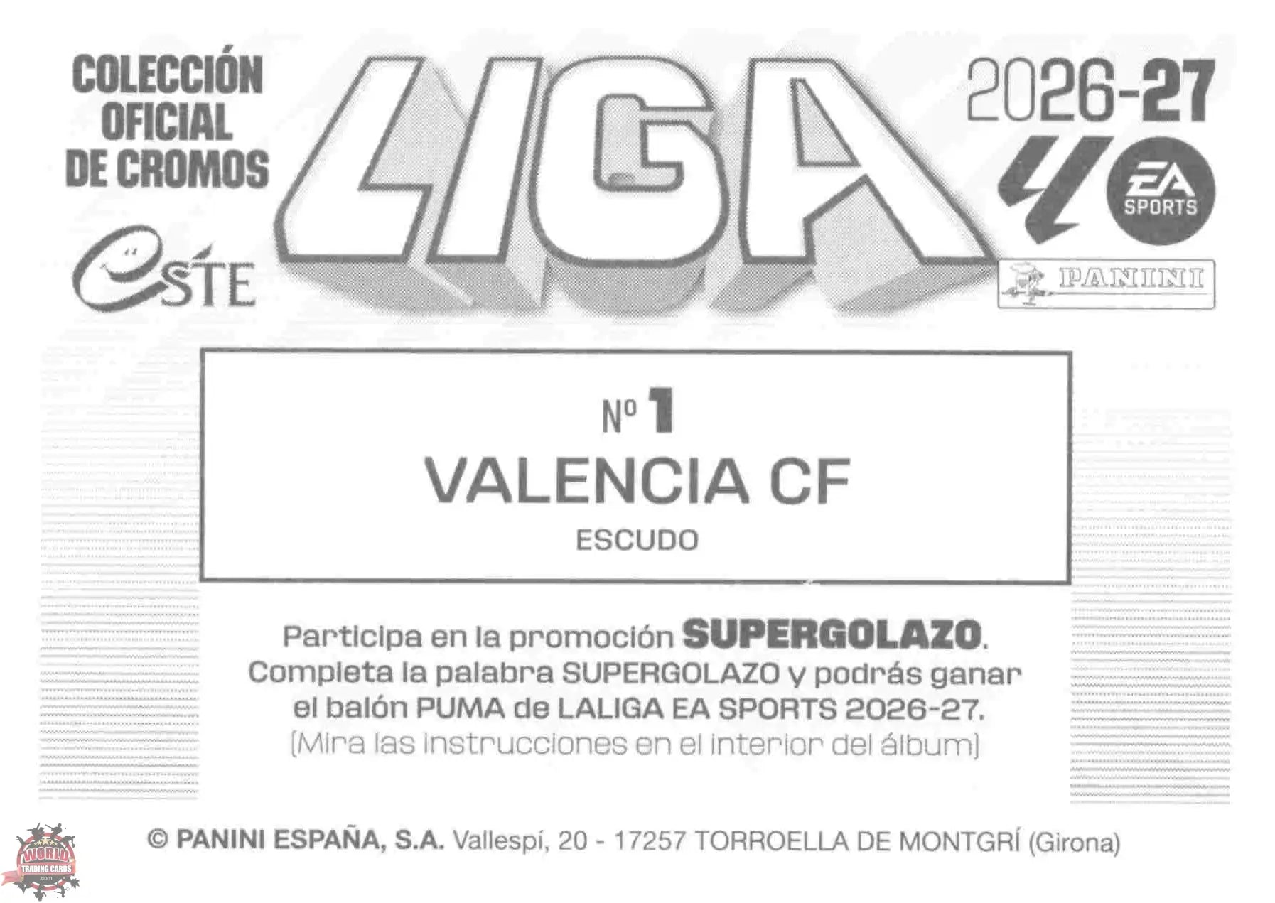Panini | Liga Este | 2026-2027 | Valencia CF | Basico | #01 | Escudo