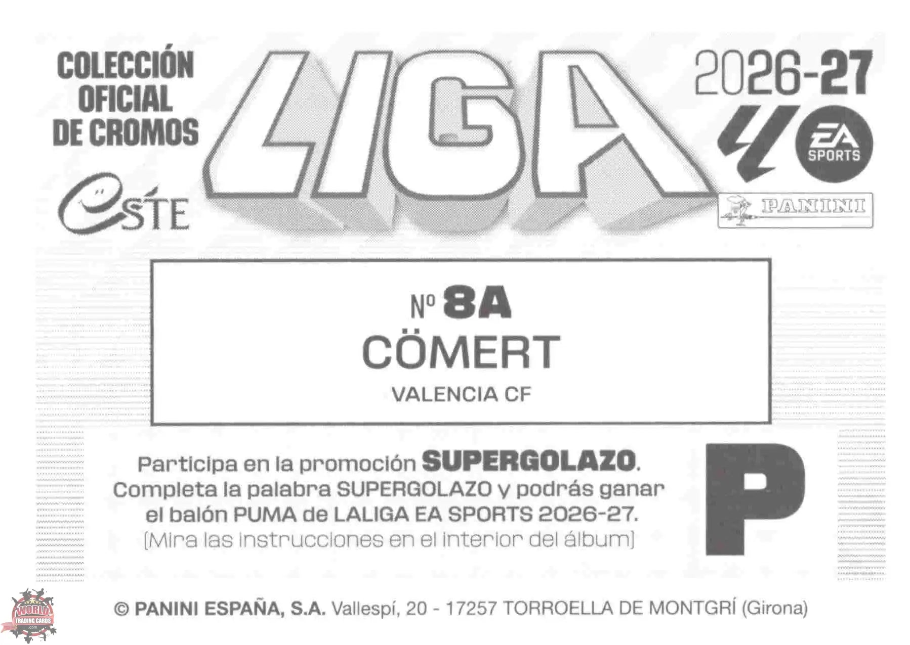 Panini | Liga Este | 2026-2027 | Valencia CF | Basico | #08A | Cömert