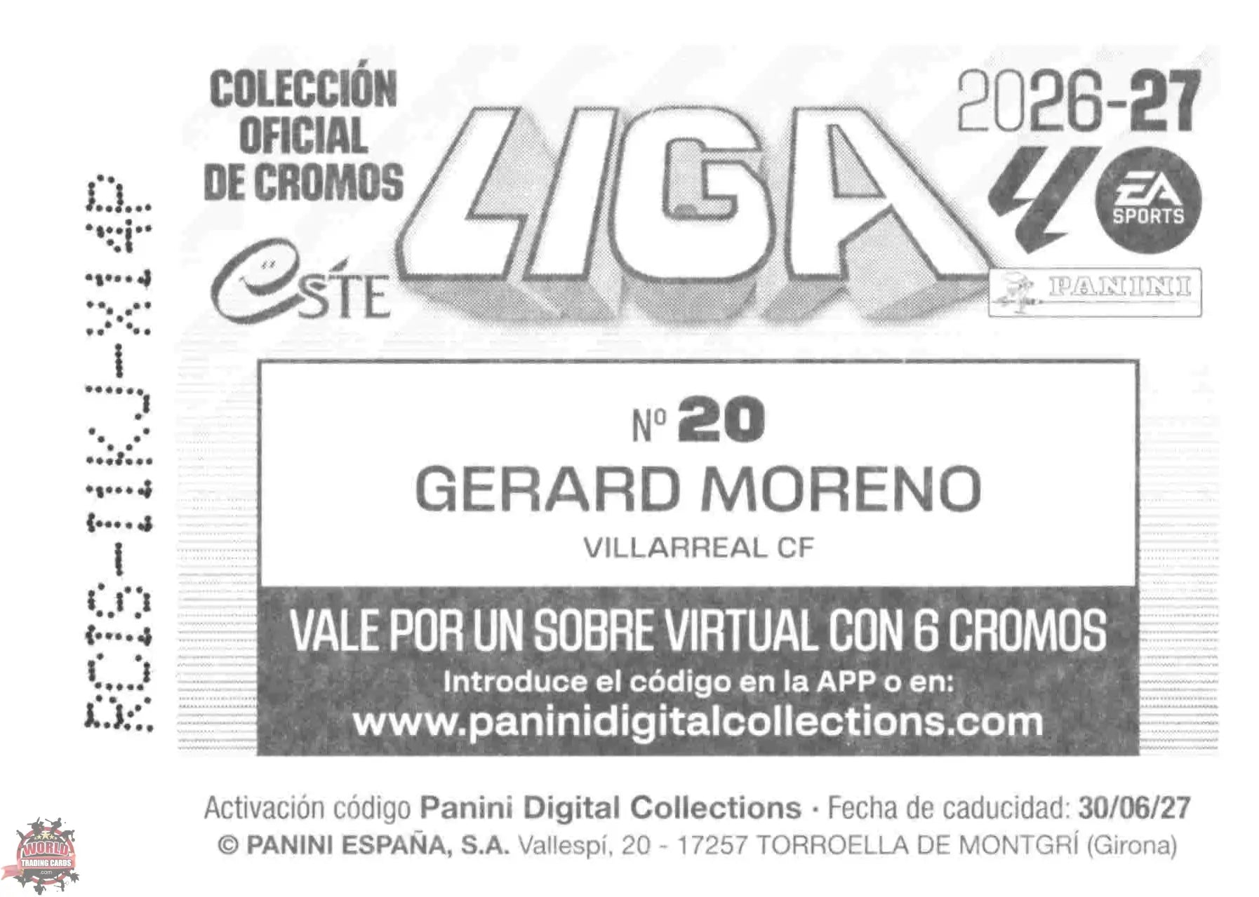 Panini | Liga Este | 2026-2027 | Villarreal CF | Basico | #20 | Gerard Moreno