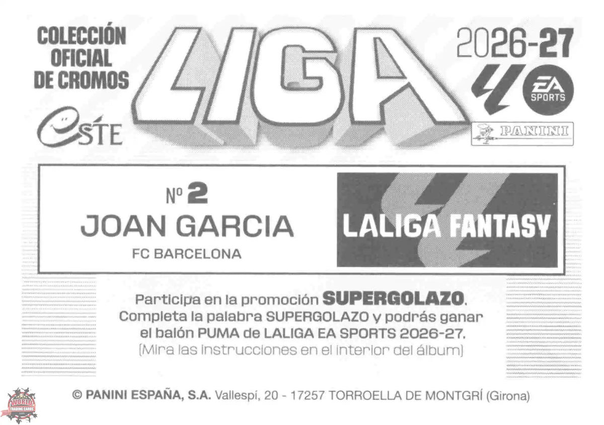 Panini | Liga Este | 2026-2027 | FC Barcelona | LaLiga Fantasy | #02 | Joan García