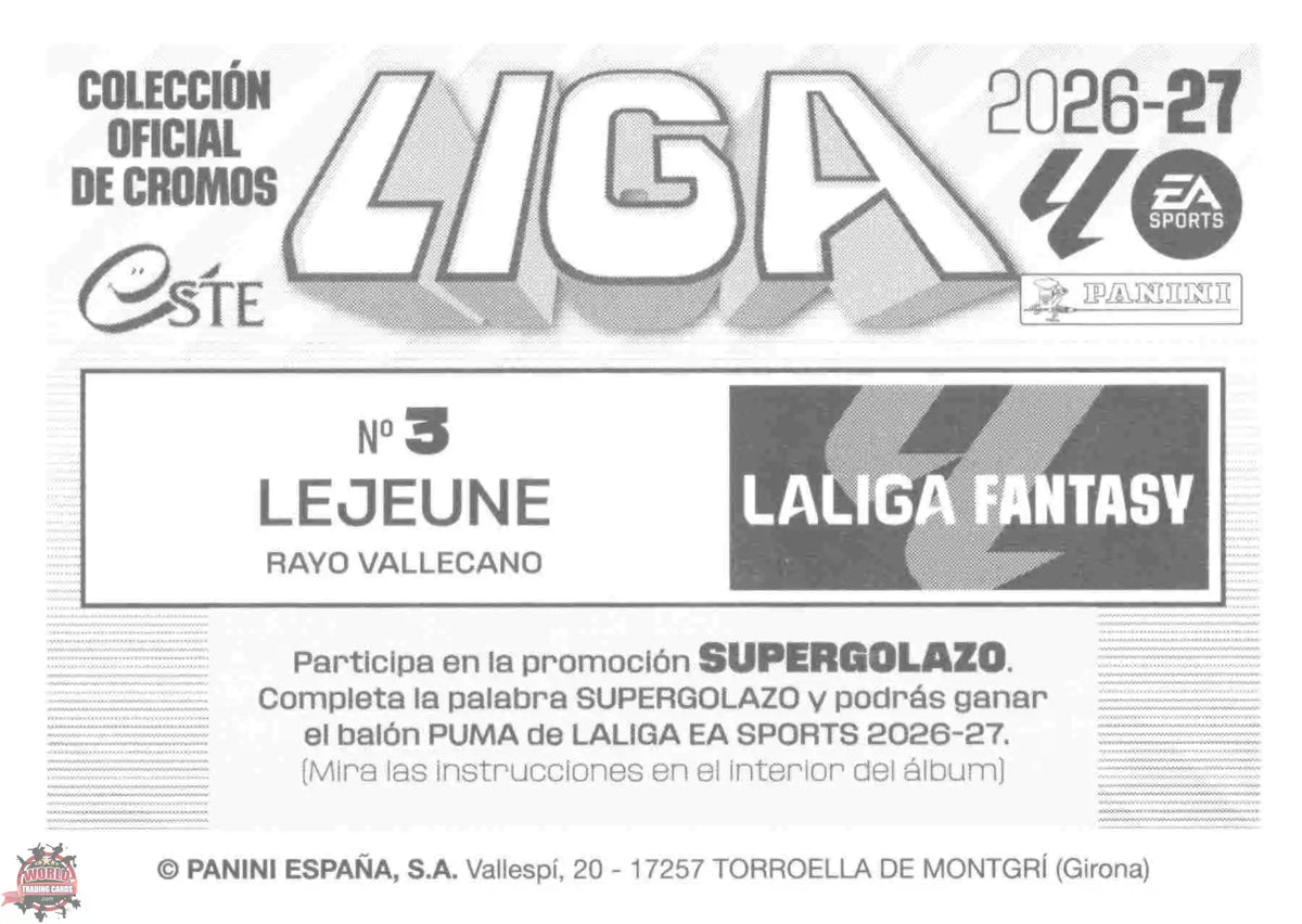 Panini | Liga Este | 2026-2027 | Rayo Vallecano | LaLiga Fantasy | #03 | Lejeune