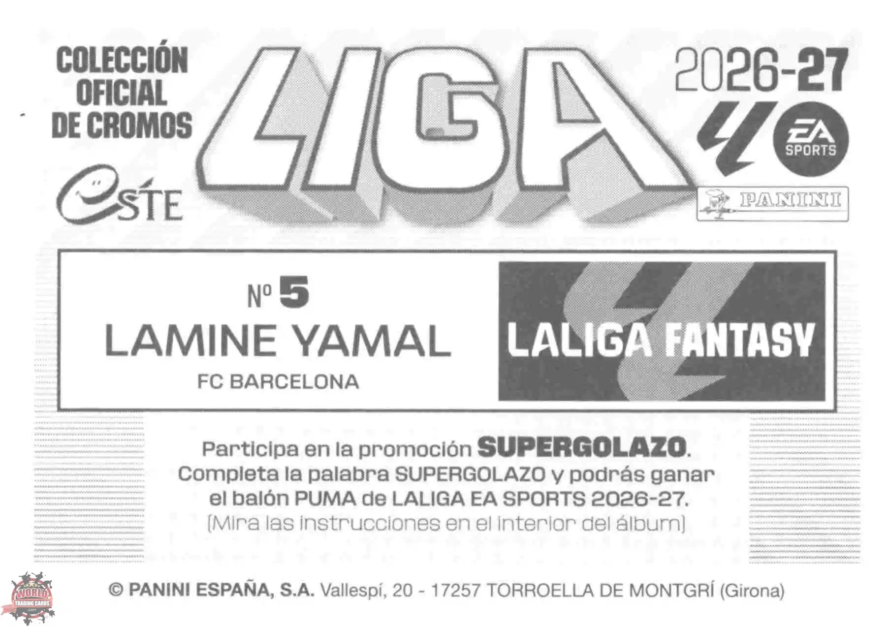 Panini | Liga Este | 2026-2027 | FC Barcelona | LaLiga Fantasy | #05 | Lamine Yamal