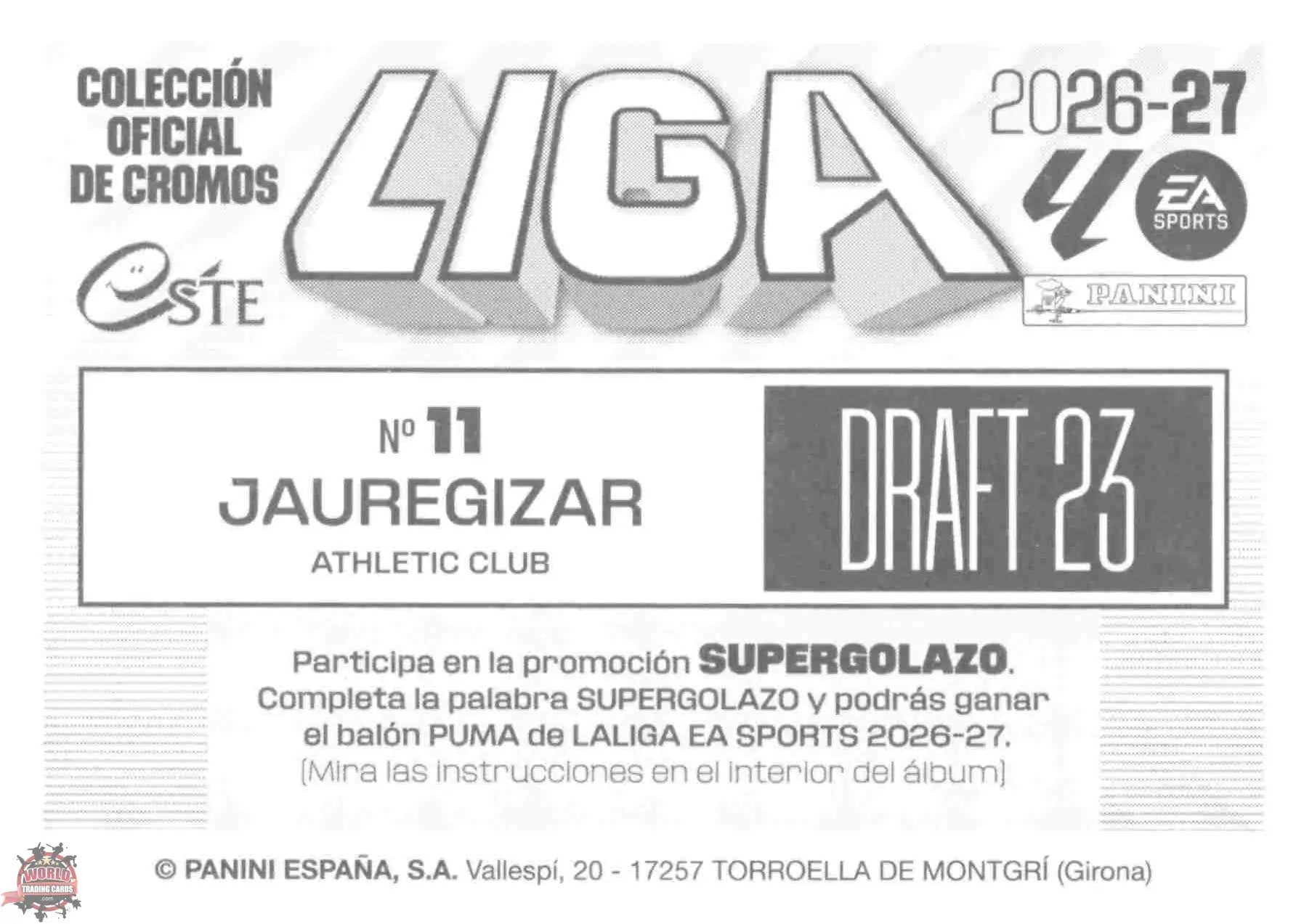 Panini | Liga Este | 2026-2027 | Athletic Club de Bilbao | Draft 23 | #11 | Jauregizar