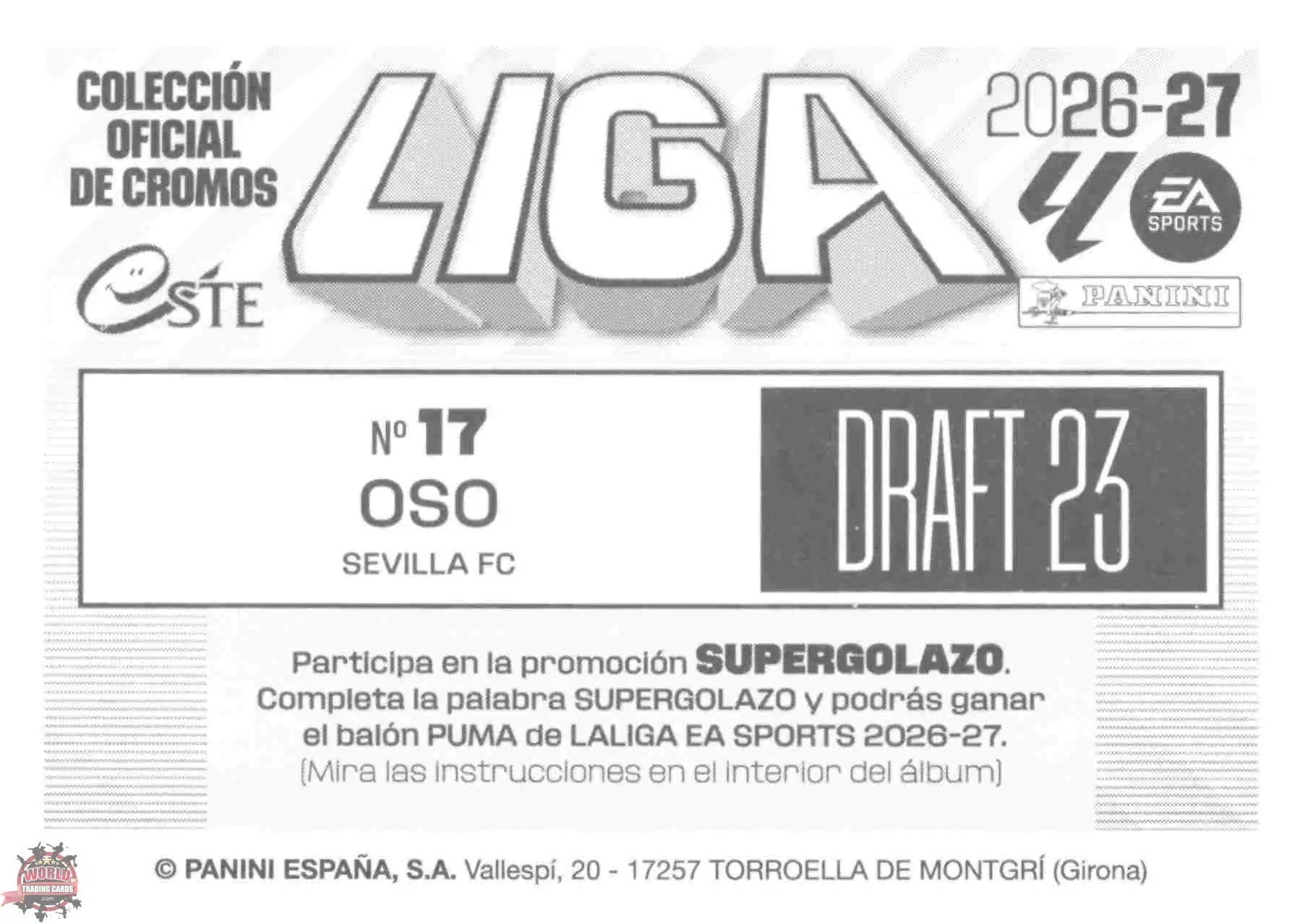 Panini | Liga Este | 2026-2027 | Sevilla FC | Draft 23 | #17 | Oso
