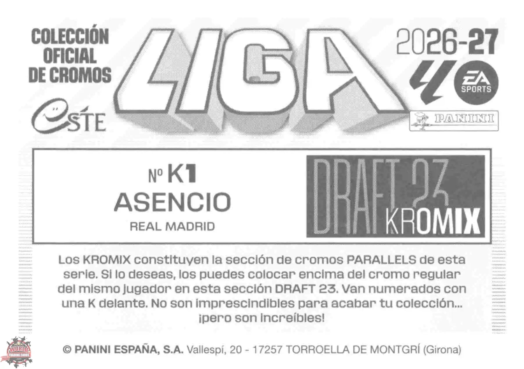 Panini | Liga Este | 2026-2027 | Real Madrid CF | Draft 23 Kromix | #K01 | Asencio