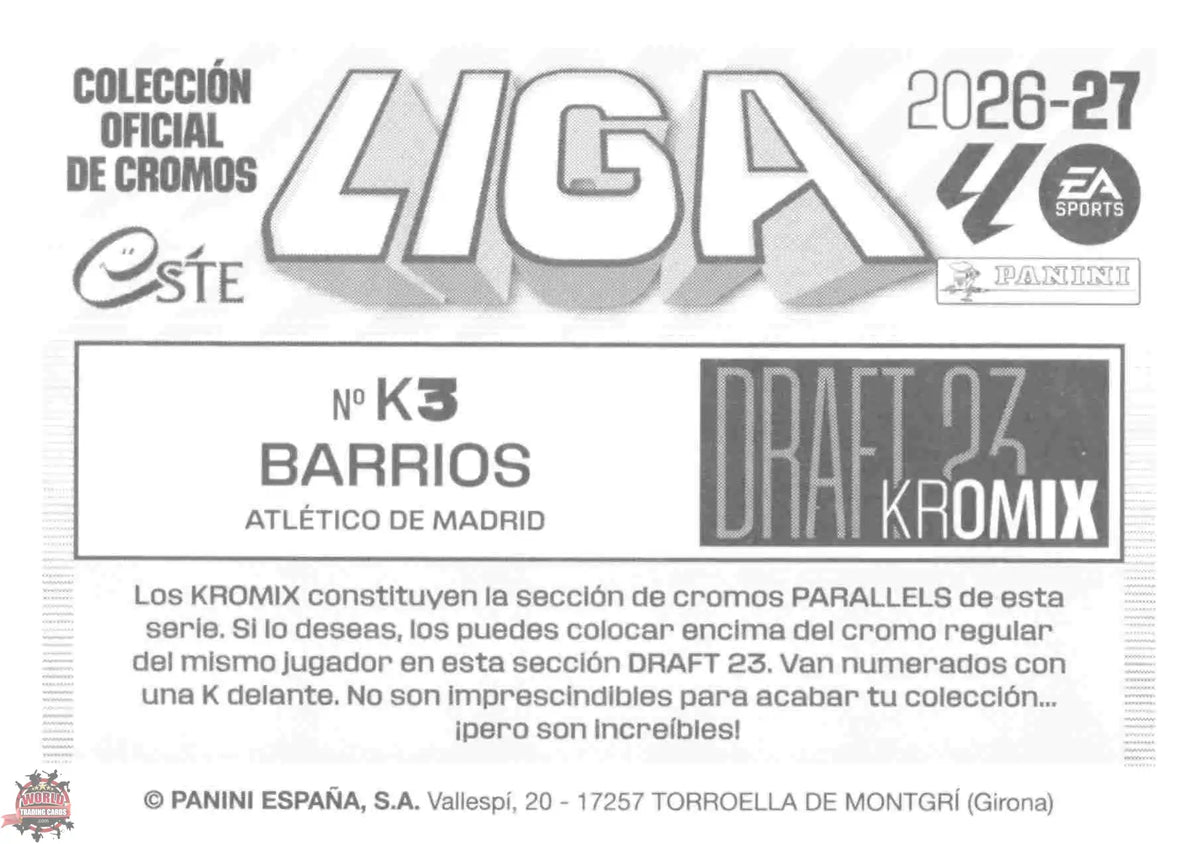 Panini | Liga Este | 2026-2027 | Atlético de Madrid | Draft 23 Kromix | #K03 | Barrios