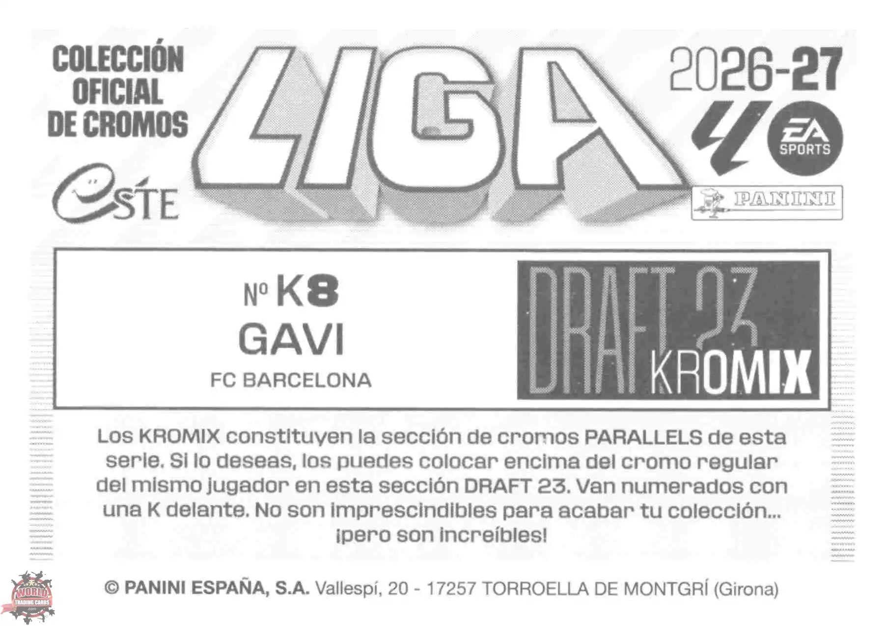 Panini | Liga Este | 2026-2027 | FC Barcelona | Draft 23 Kromix | #K08 | Gavi