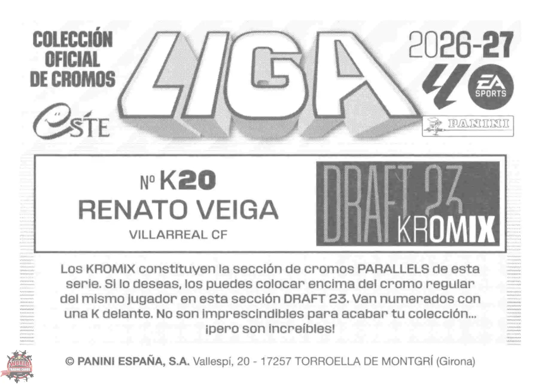 Panini | Liga Este | 2026-2027 | Villarreal CF | Draft 23 Kromix | #K20 | Renato Veiga