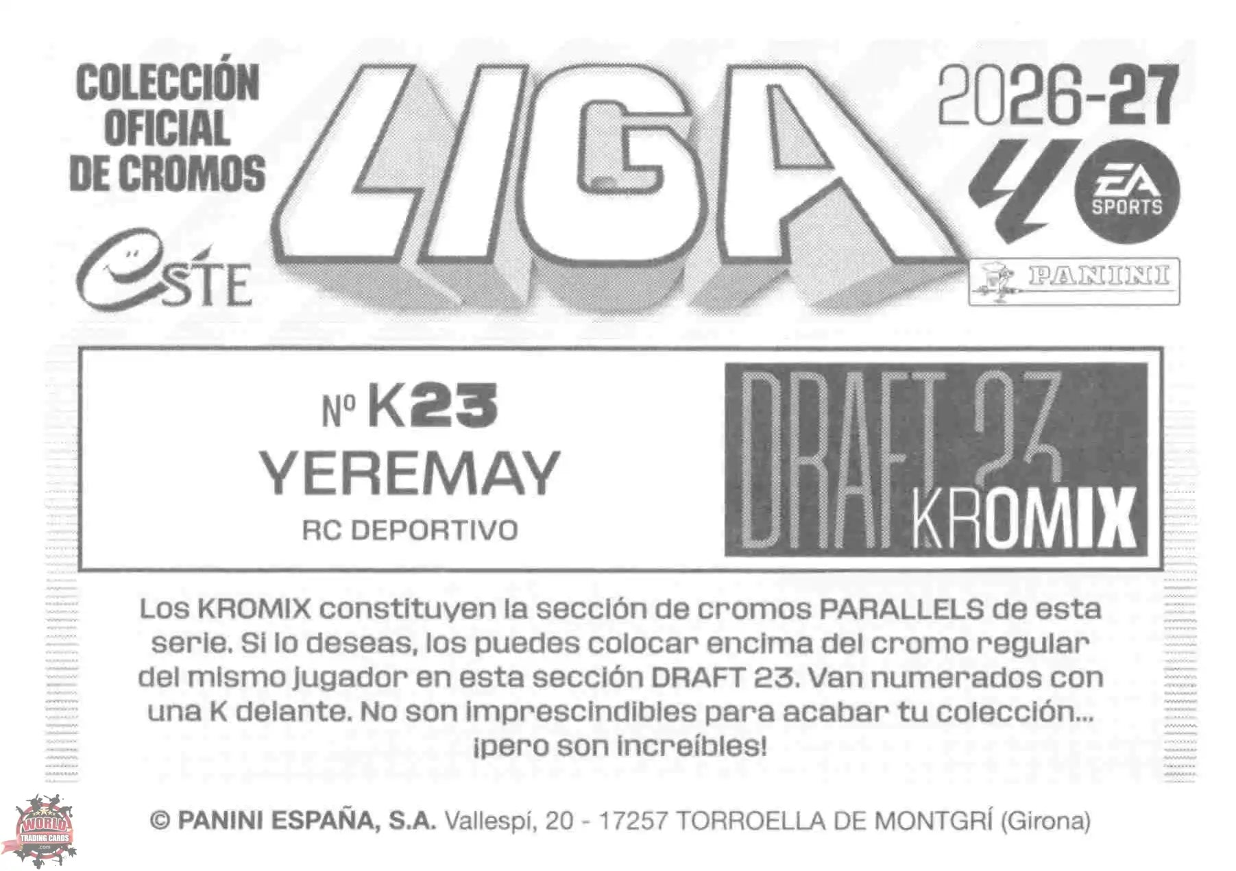 Panini | Liga Este | 2026-2027 | Deportivo La Coruña | Draft 23 Kromix | #K23 | Yeremay