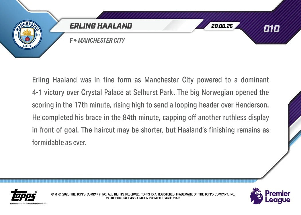 2026-27 | Topps | Now | Premier League | #010 | Erling Haaland | Base