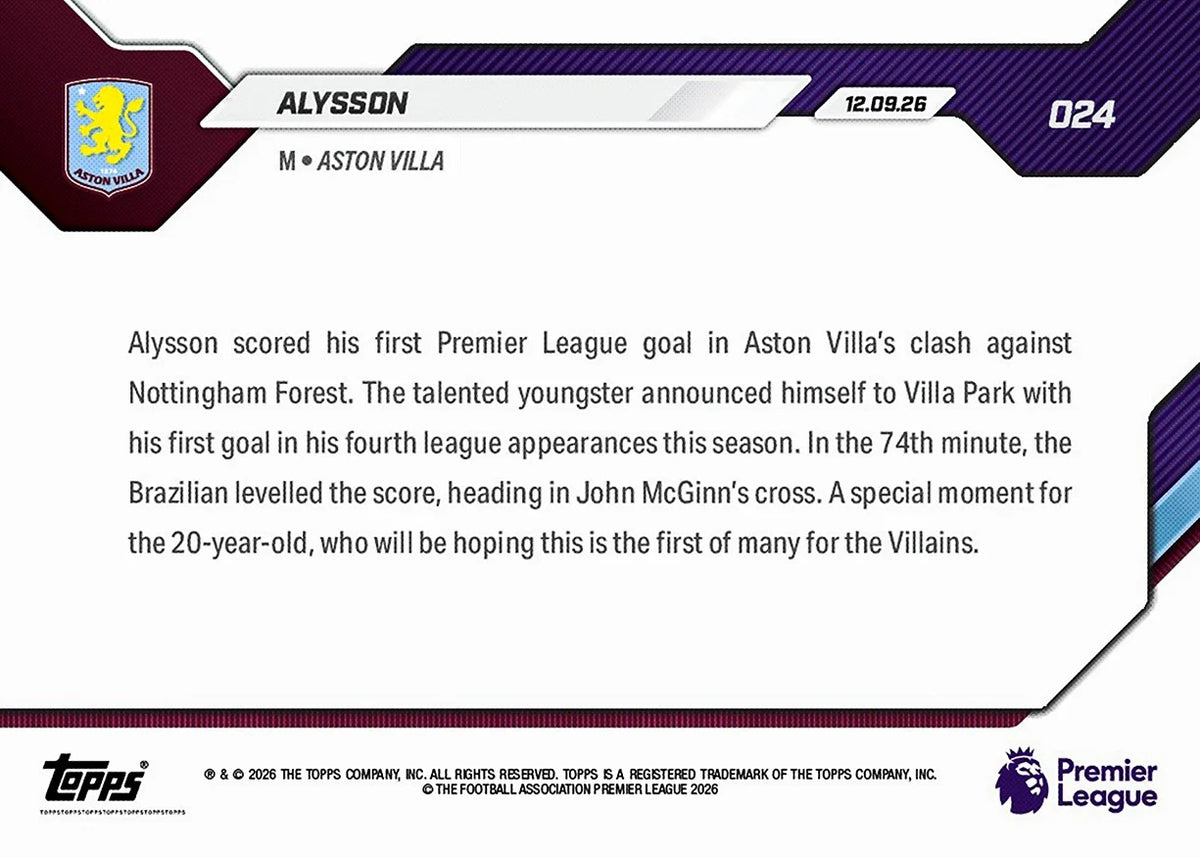 2026-27 | Topps | Now | Premier League | #024 | Alysson | Base