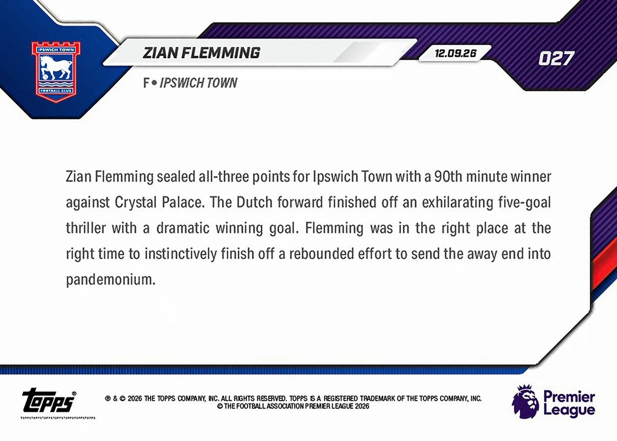 2026-27 | Topps | Now | Premier League | #027 | Zian Flemming | Base