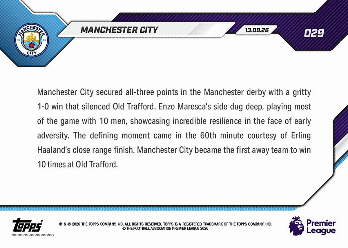 2026-27 | Topps | Now | Premier League | #029 | Manchester City | Base