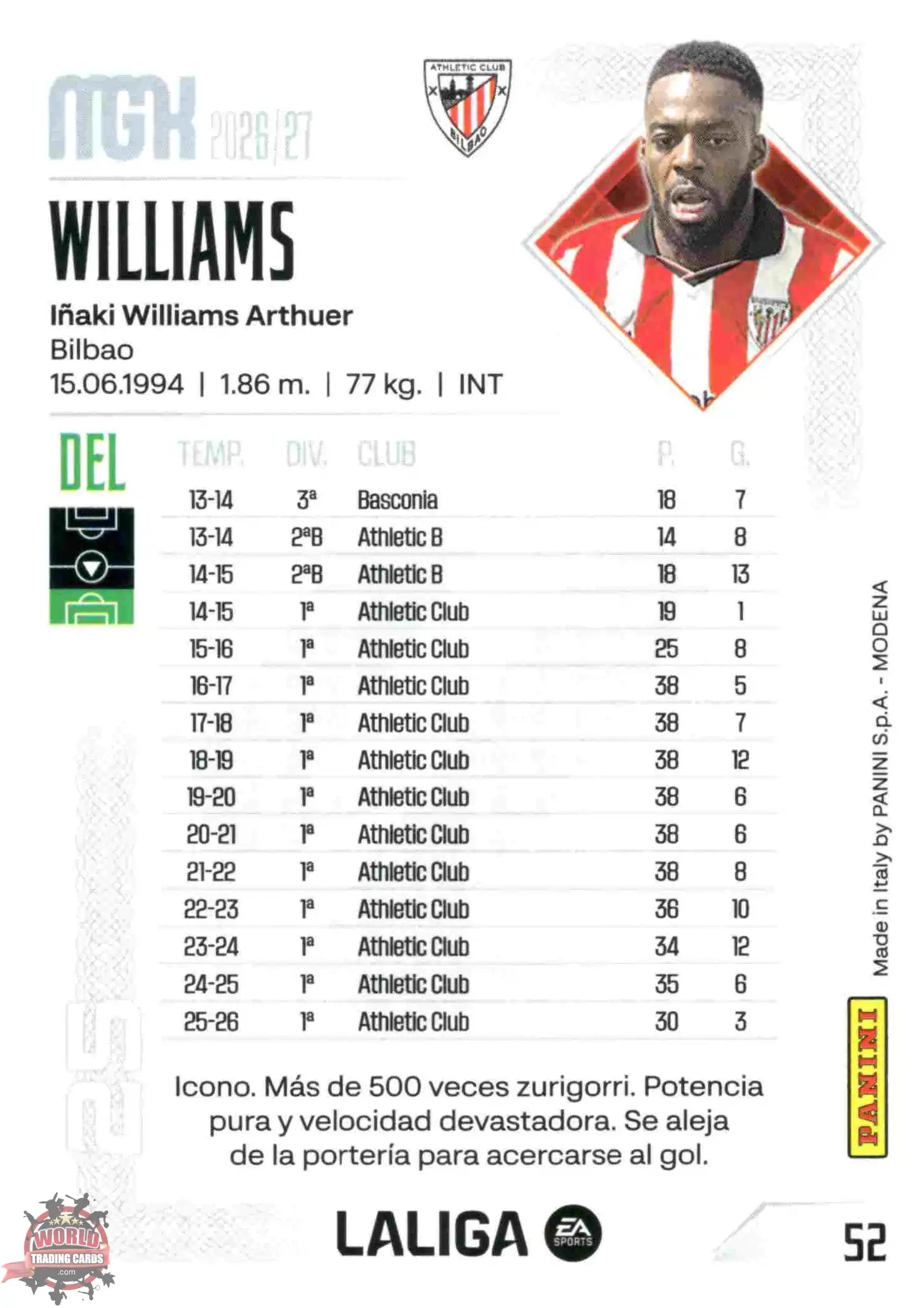 Panini | Megacracks | 2026-2027 | #052 | Williams | Athletic Club | Basico