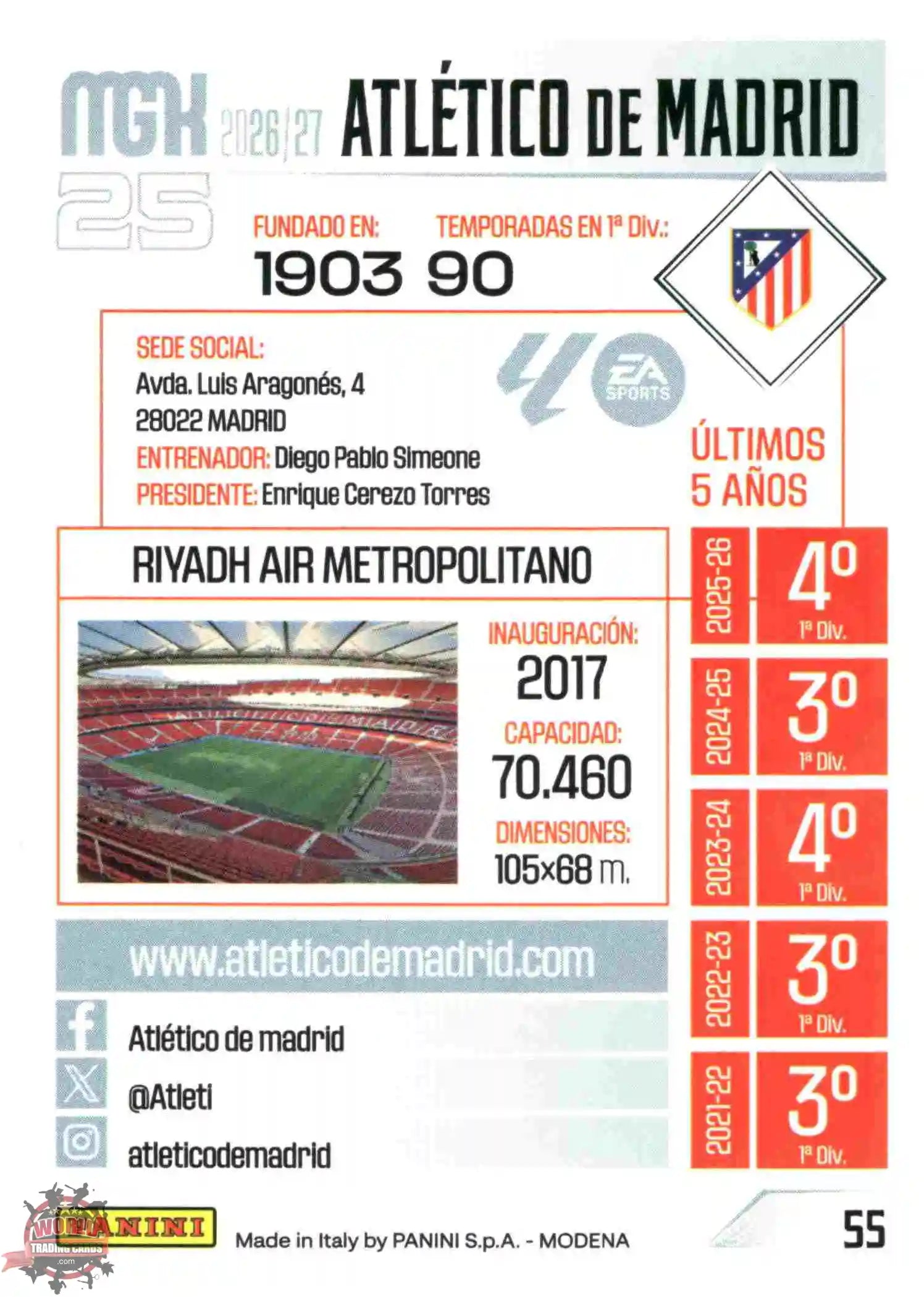 Panini | Megacracks | 2026-2027 | #055 | Escudo | Atlético de Madrid | Basico