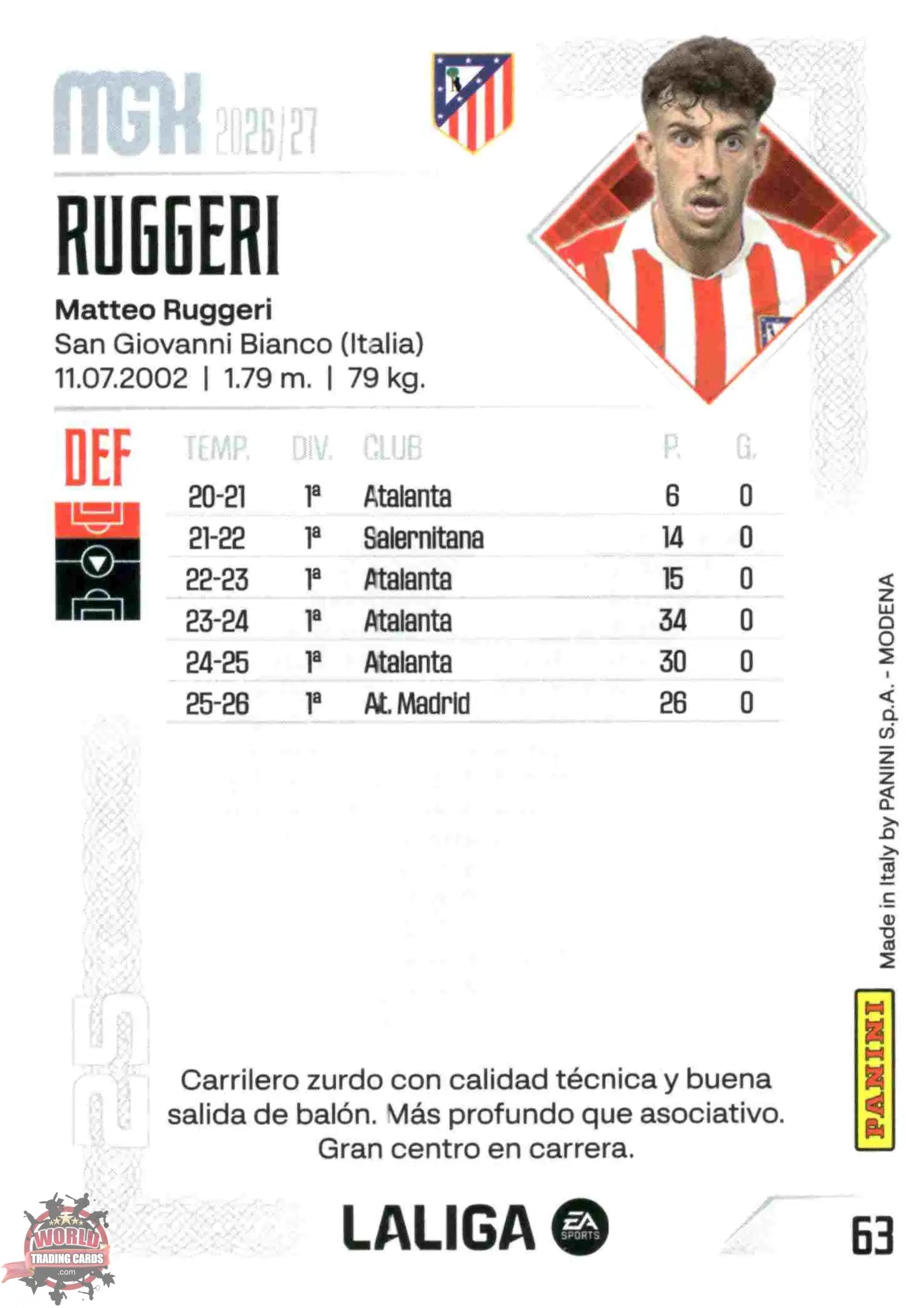 Panini | Megacracks | 2026-2027 | #063 | Ruggeri | Atlético de Madrid | Basico