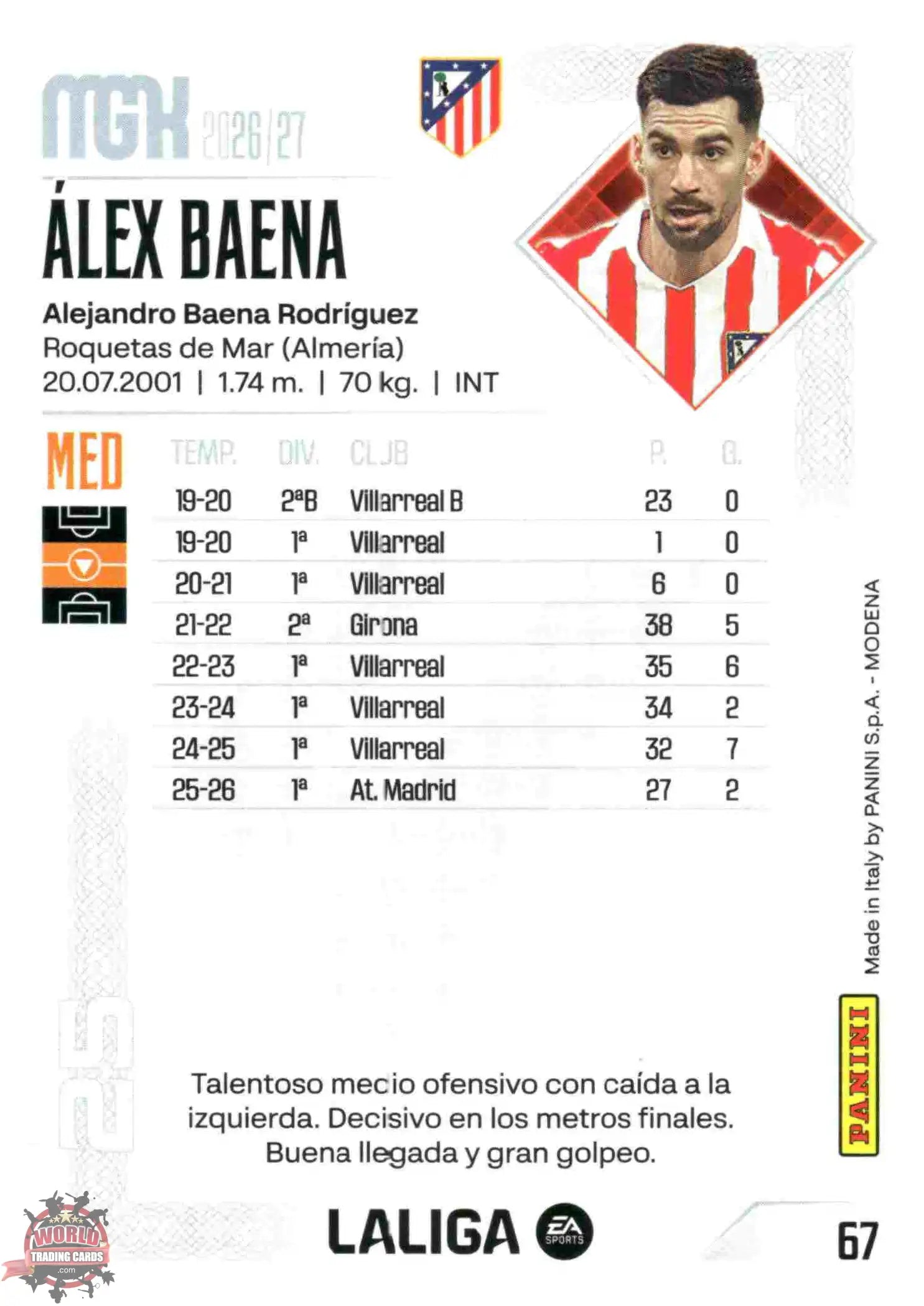 Panini | Megacracks | 2026-2027 | #067 | Álex Baena | Atlético de Madrid | Basico