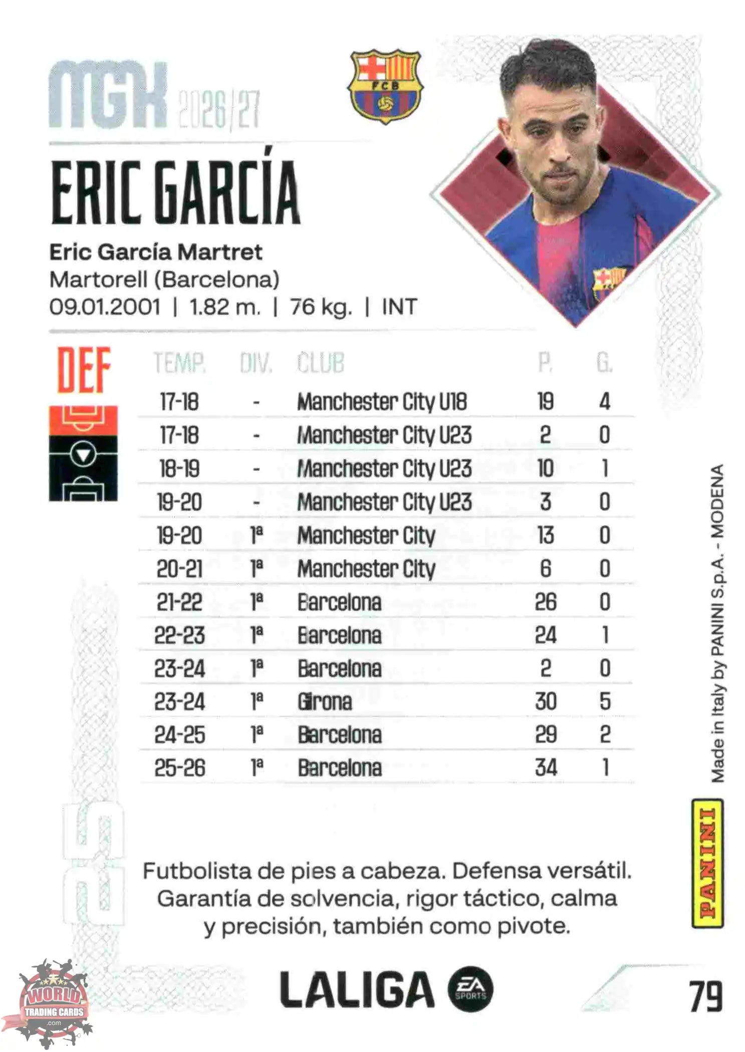 Panini | Megacracks | 2026-2027 | #079 | Eric García | FC Barcelona | Basico
