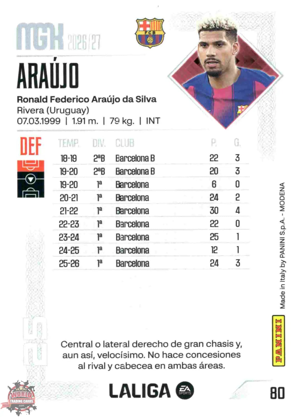 Panini | Megacracks | 2026-2027 | #080 | Araújo | FC Barcelona | Basico