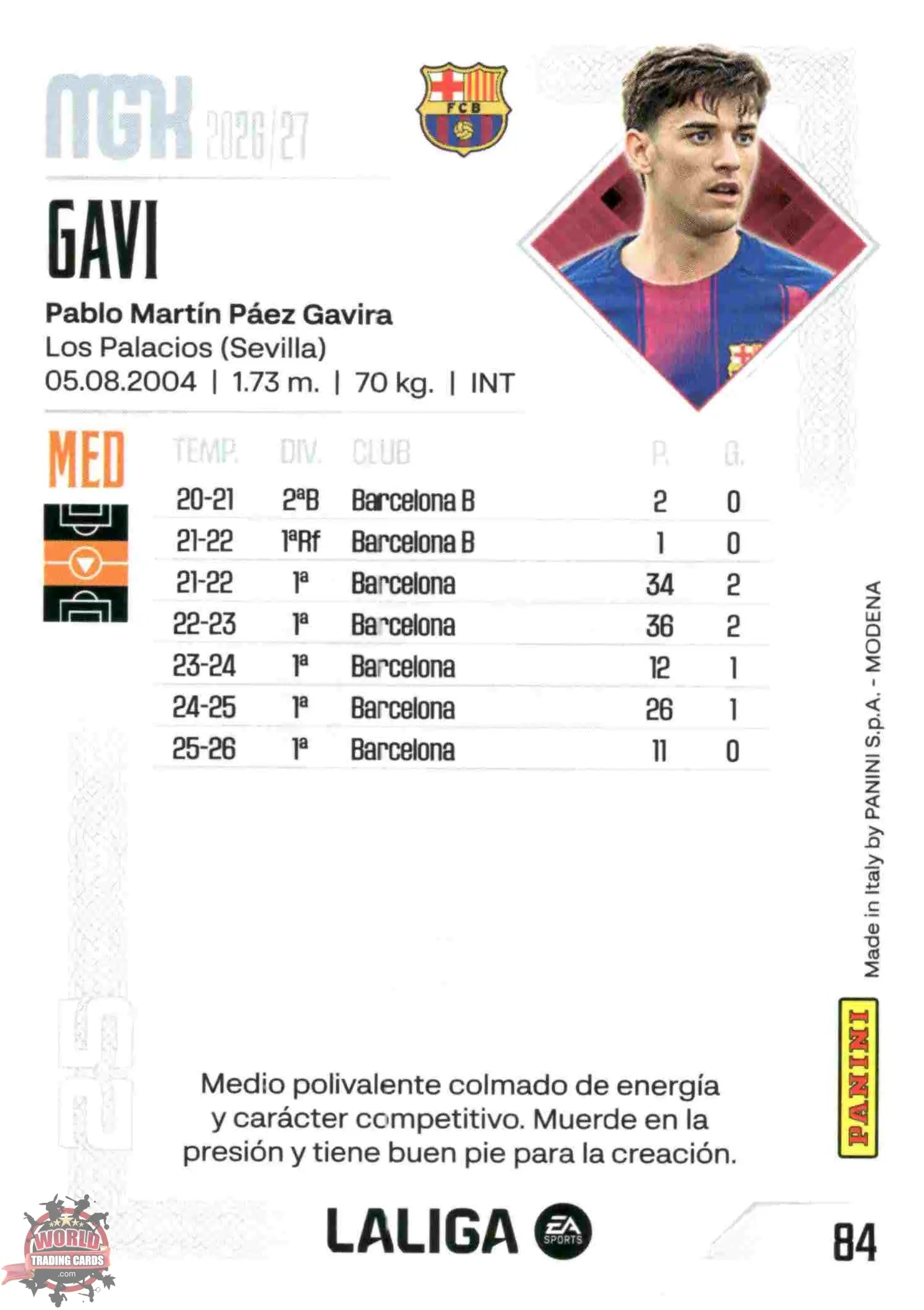 Panini | Megacracks | 2026-2027 | #084 | Gavi | FC Barcelona | Basico