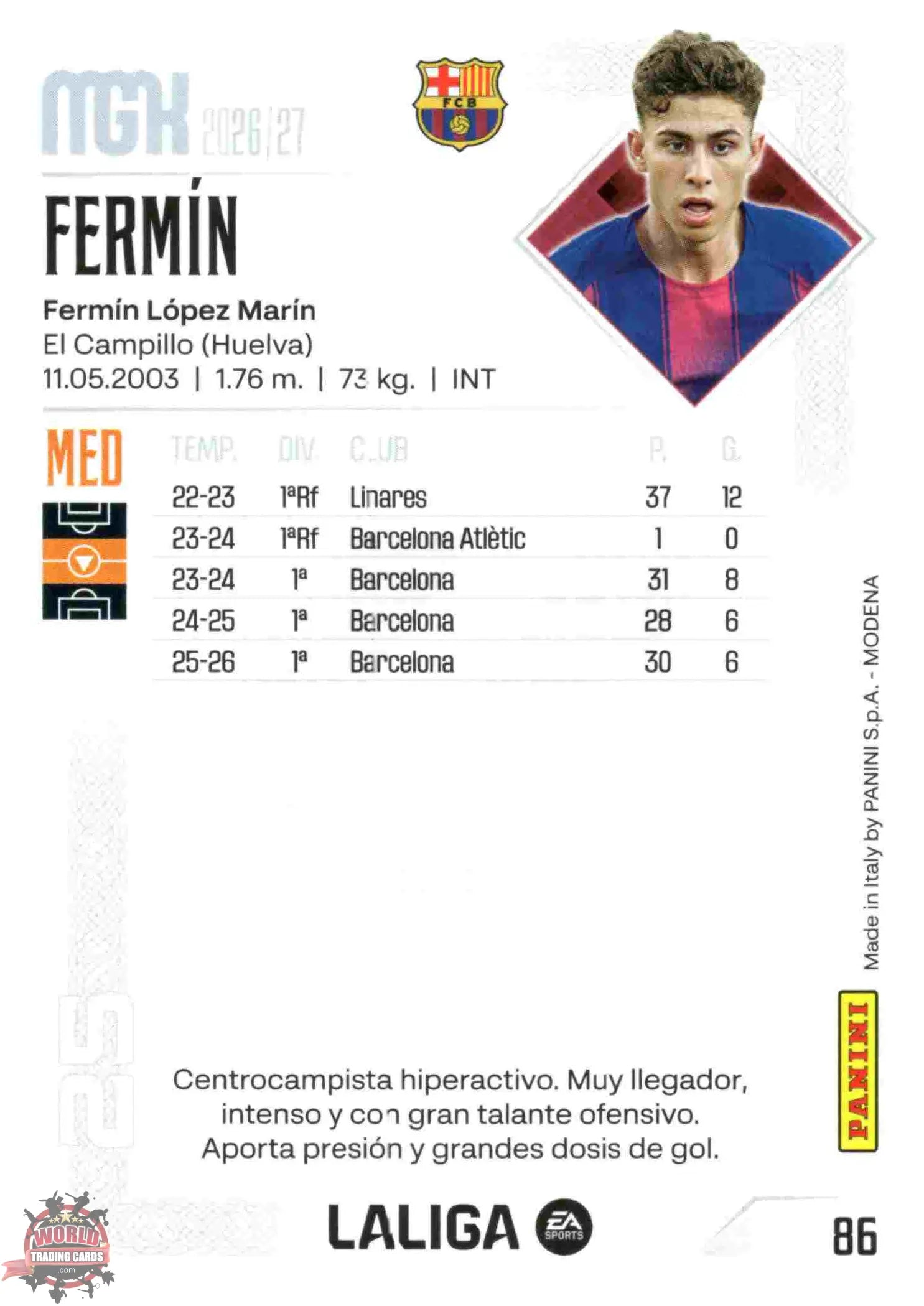 Panini | Megacracks | 2026-2027 | #086 | Fermín | FC Barcelona | Basico